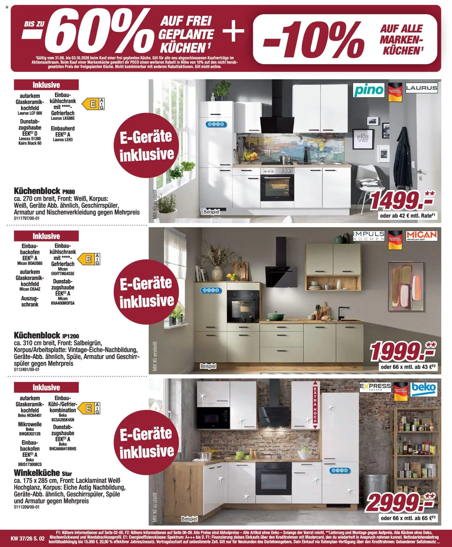 Vorschau von dem Prospekt des Geschäftes Poco, gültig ab dem 06.09.2026 - Kühlschrank, Kuchen, Mikrowelle, Schrank, Backofen, Armatur, Kochfeld, Küchenblock