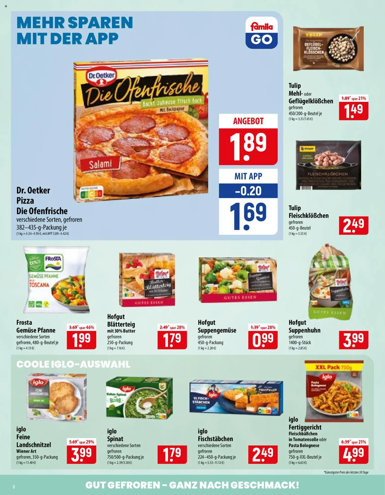 Vorschau von dem Prospekt des Geschäftes Famila, gültig ab dem 02.11.2026 - Butter, Pasta, Gemüse, Mehl, Frosta, Salami, Iglo, Fischstabchen