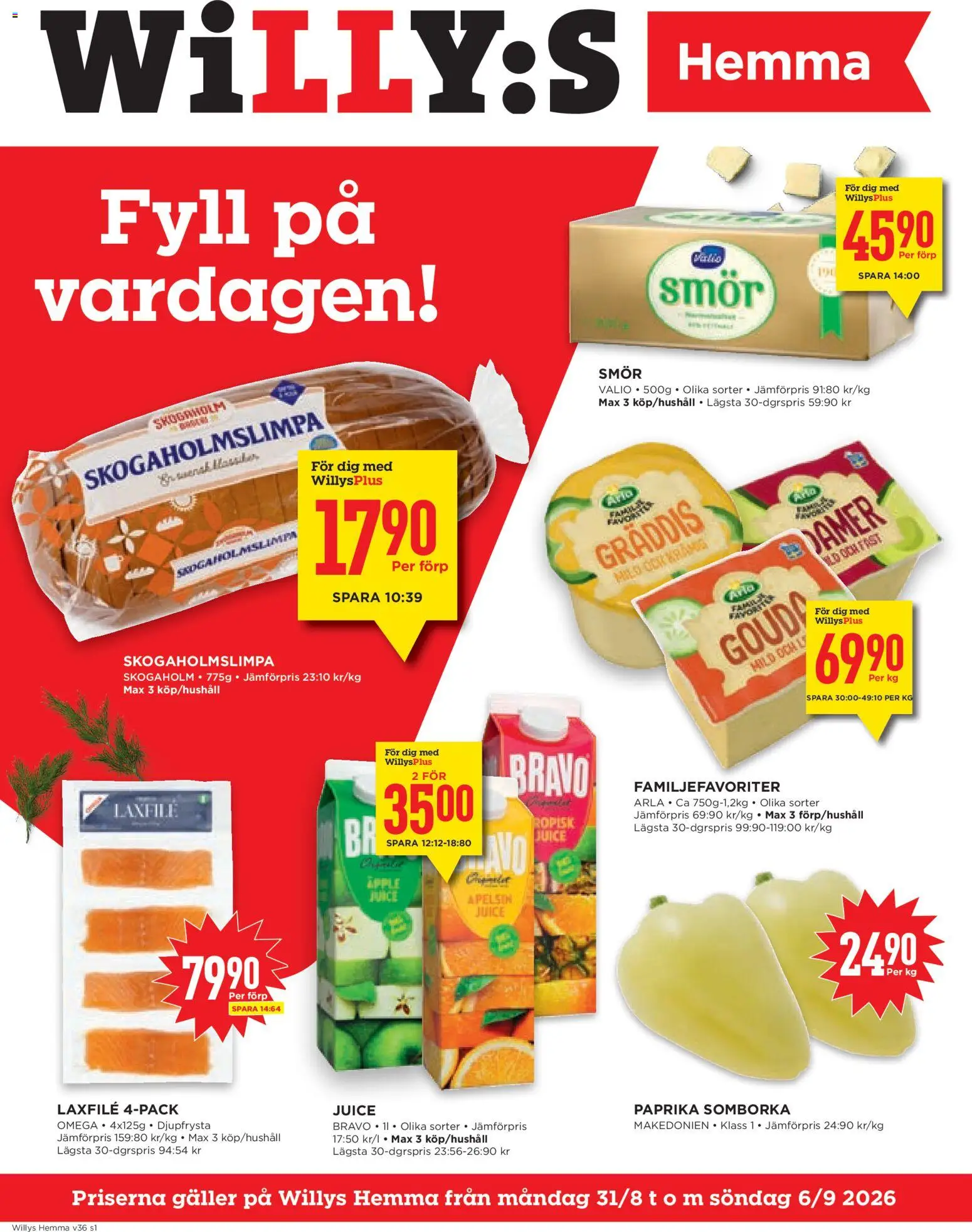 Förhandsgranska reklamblad Willys erbjudanden Hemma från butik Willys gäller från 31/08/2026