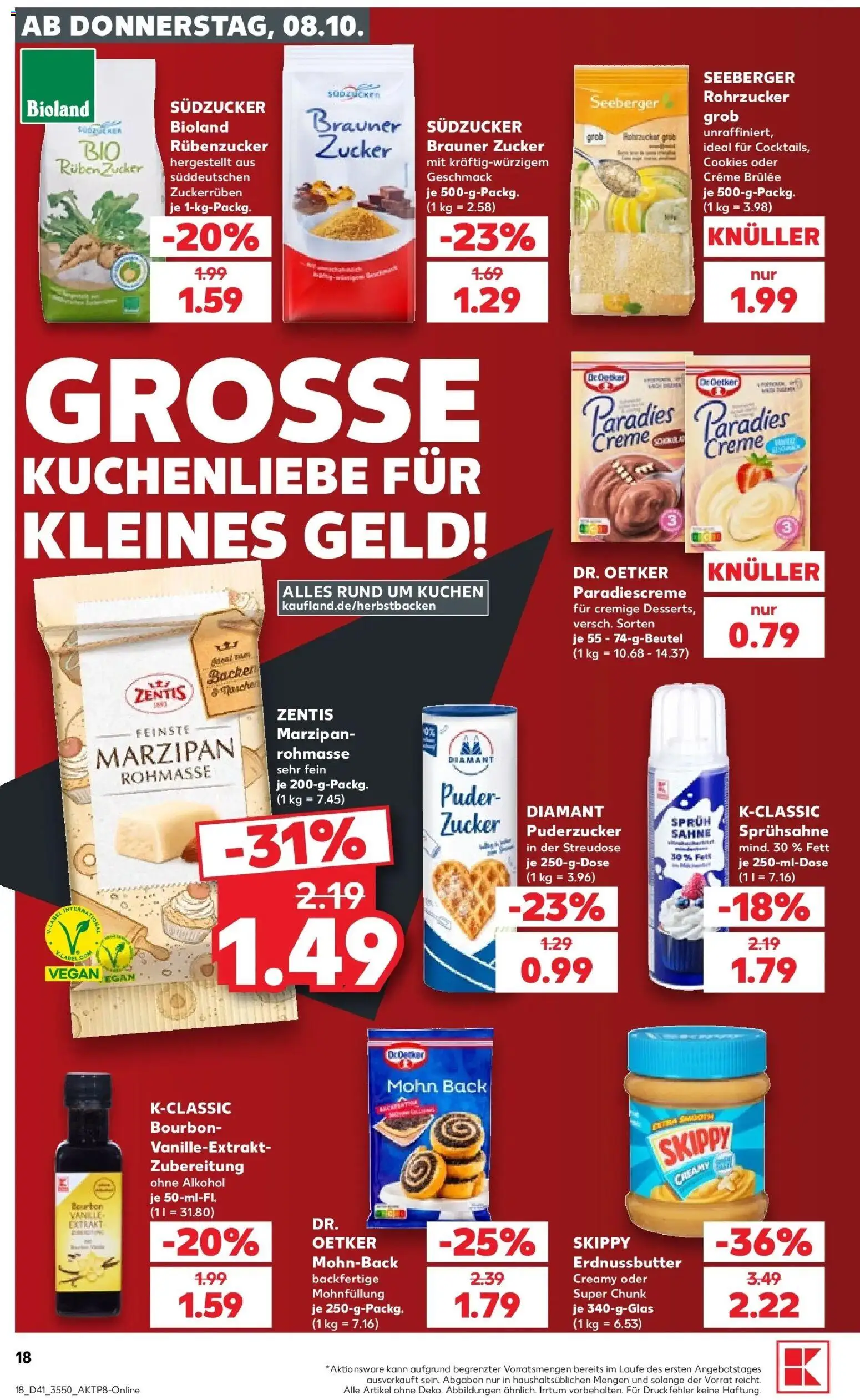Vorschau von dem Prospekt des Geschäftes Kaufland, gültig ab dem 08.10.2026 - Kuchen, Creme brulee, Alkohol, Taschen, Zucker, Vanille, Creme, Puder