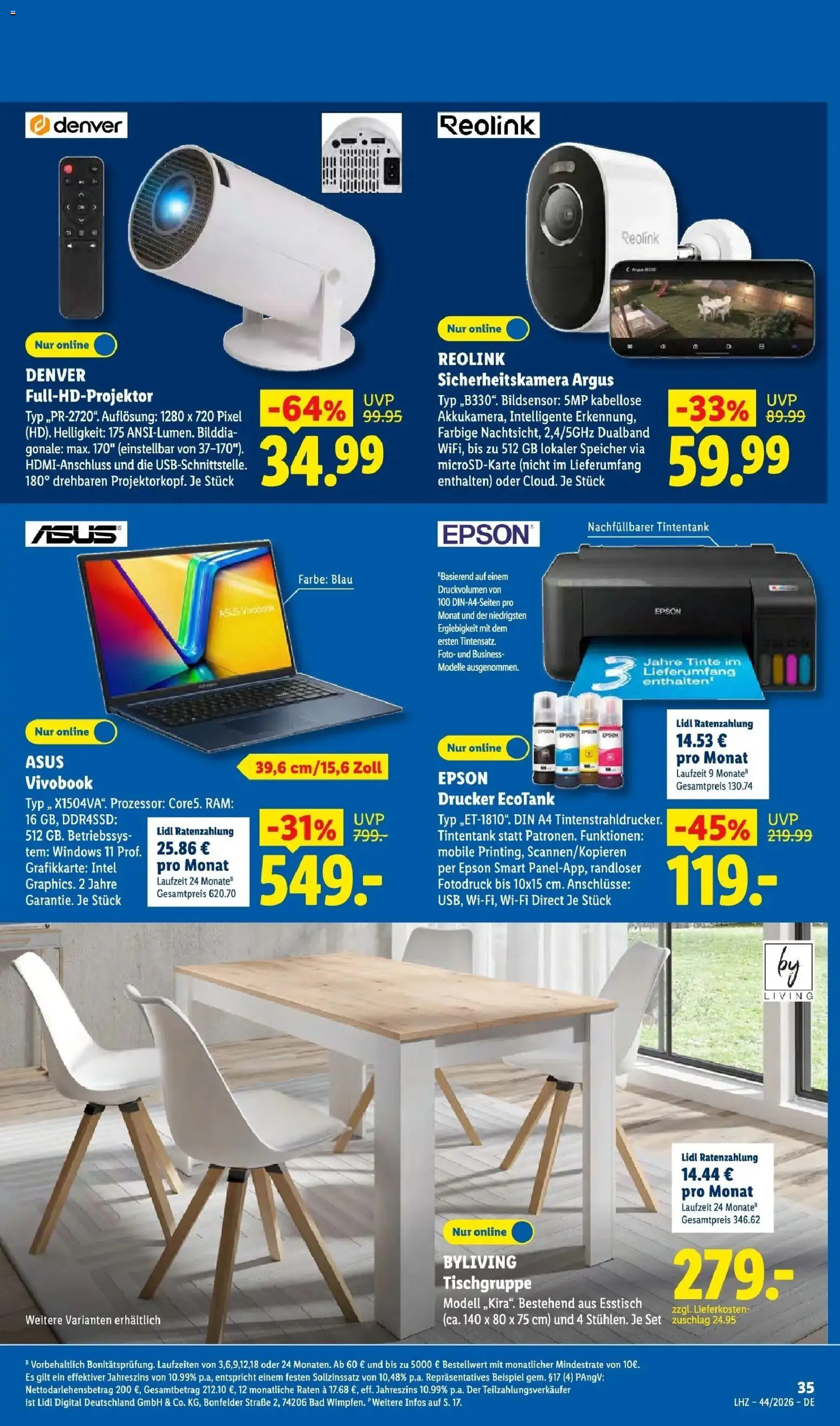 Vorschau von dem Prospekt des Geschäftes Lidl, gültig ab dem 26.10.2026 - Laptop, Esstisch, Bad, Drucker, Grafikkarte, Epson