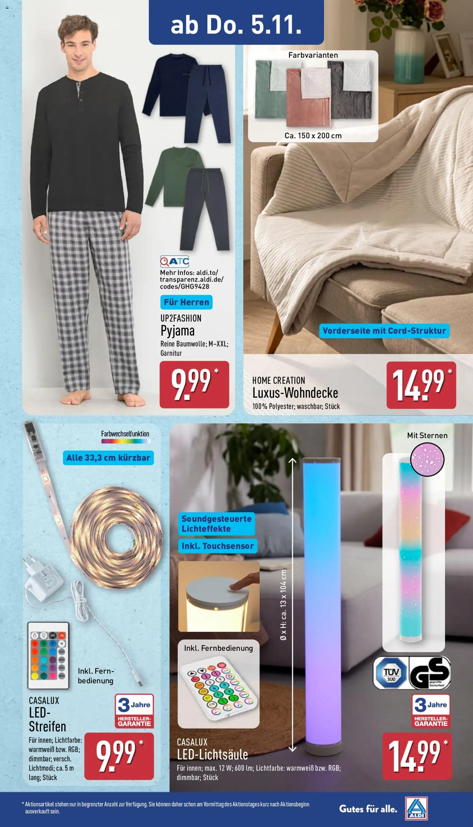 Vorschau von dem Prospekt des Geschäftes Aldi, gültig ab dem 02.11.2026 - Pyjama, Up2fashion, Home creation