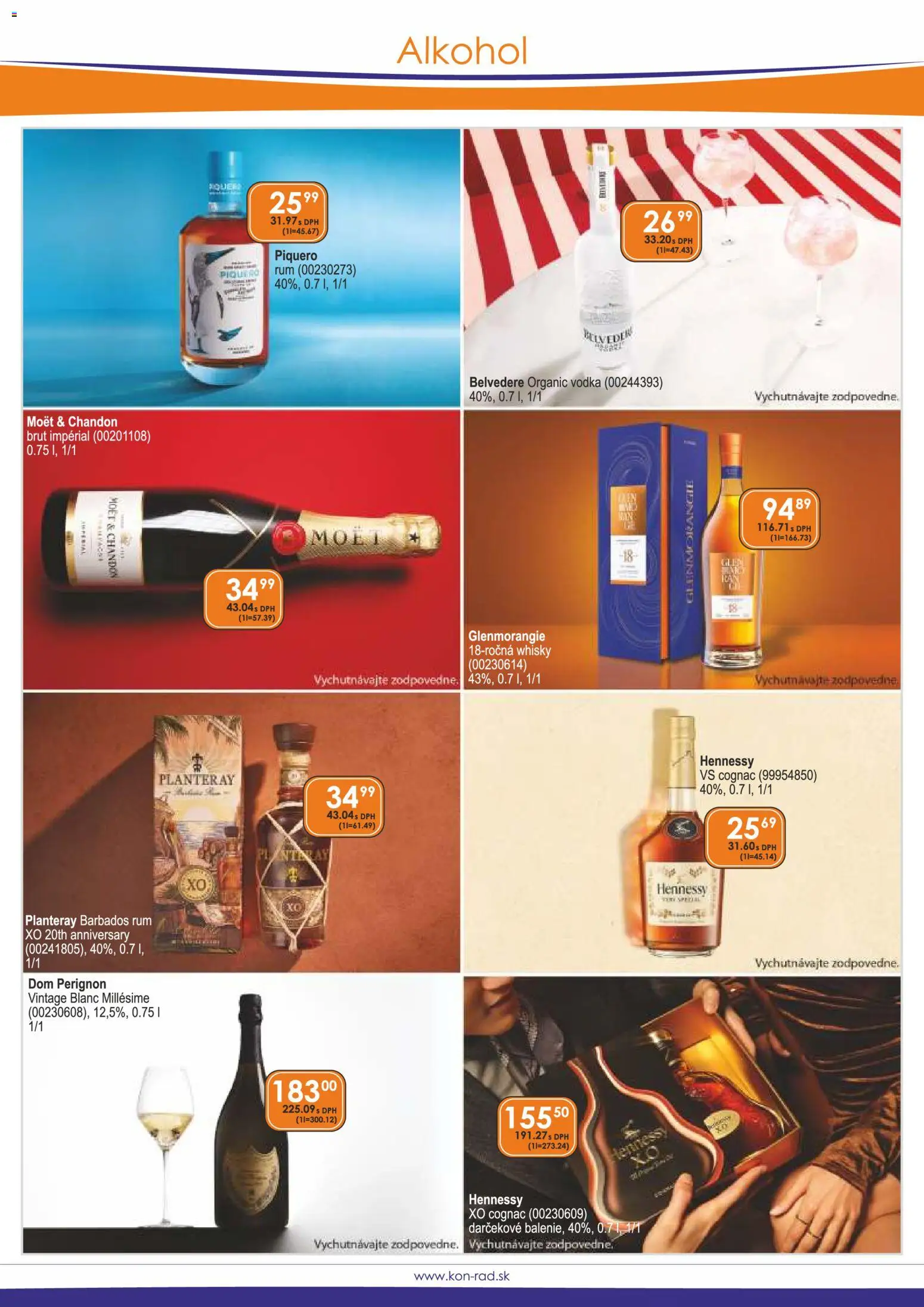 Náhľad KON - RAD letáku platného od 01.10.2026 - Alkohol, Rum, Vodka, Whisky, Hennessy, Moet, Dom Pérignon