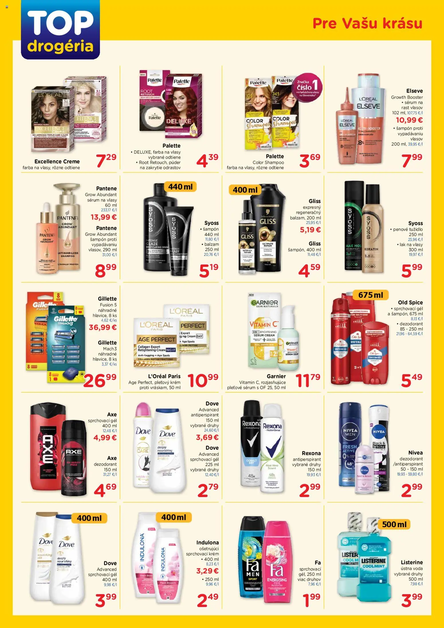 Náhľad TOP Drogéria letáku platného od 19.10.2026 - Voda, Old Spice, Nivea, Dezodorant, Antiperspirant, Listerine, Ústna voda, Púder