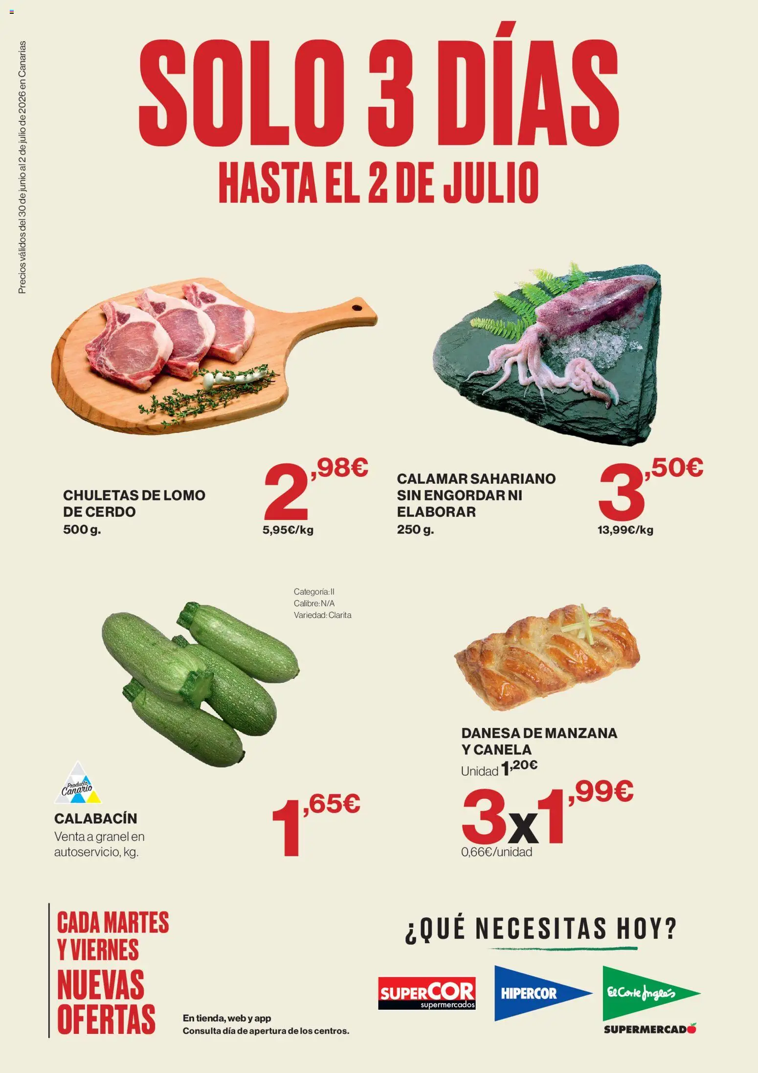 Vista previa del folleto de la tienda Supercor válido desde el 30/06/2026 - Calabacín, Cerdo, Manzana, Lomo