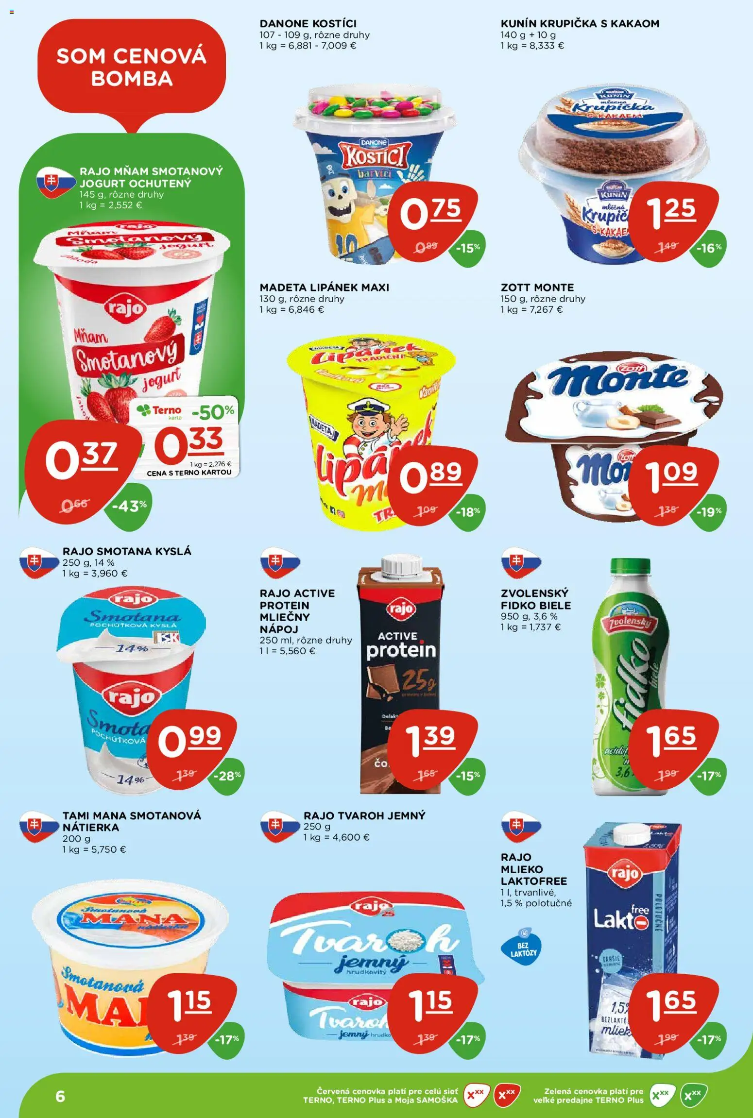 Náhľad Terno letáku platného od 08.10.2026 - Protein, Tvaroh, Mlieko, Jogurt, Smotana, Nátierka, Smotanový jogurt