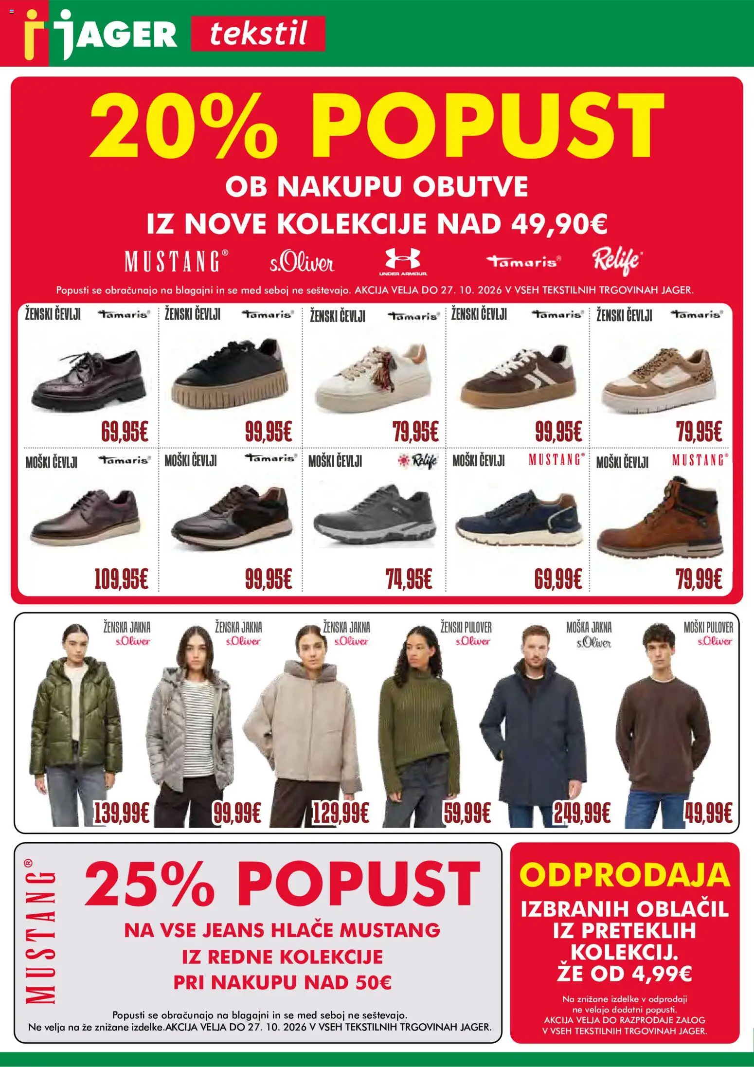 Predogled kataloga iz trgovine Jager veljaven od 21.10.2026 - Med, Cevlji, Hlace, Pulover, Jakna