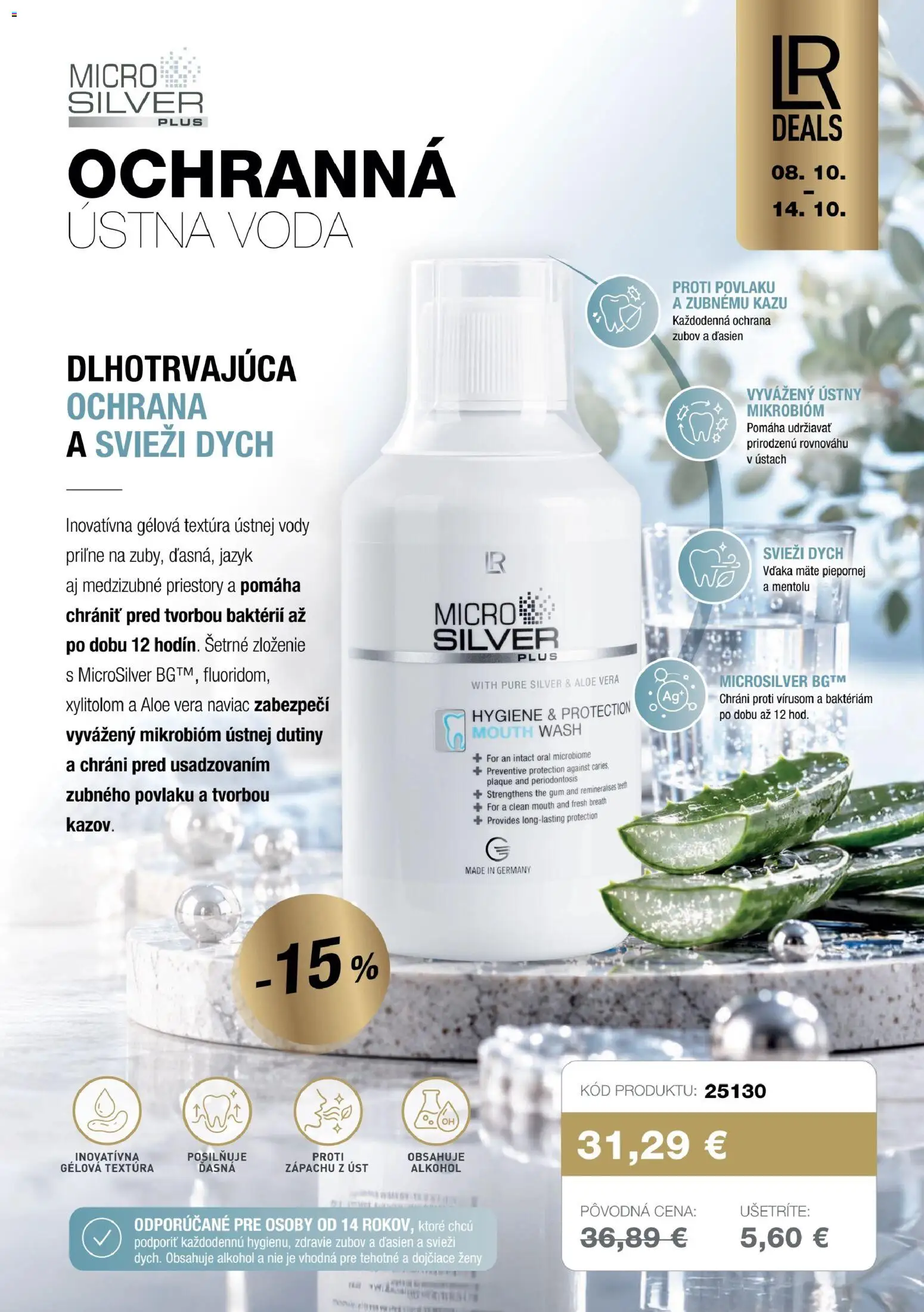 Náhľad LR letáku platného od 08.10.2026 - Voda, Alkohol, Aloe Vera, Ústna voda