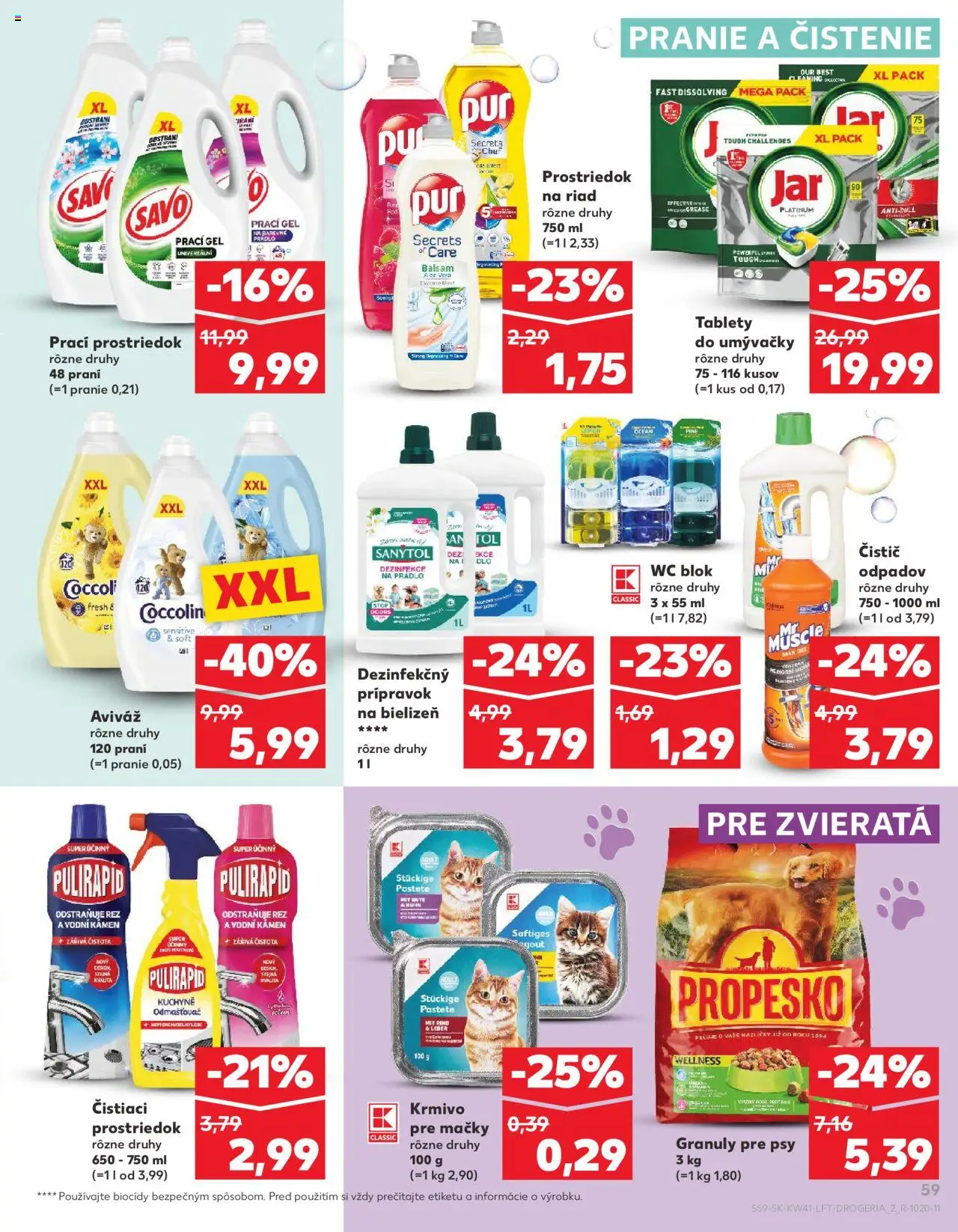 Náhľad Kaufland letáku platného od 09.10.2025 - Wc, Kuchyne, Jar, Savo, Sanytol, Coccolino, Aviváž, Čistiaci prostriedok