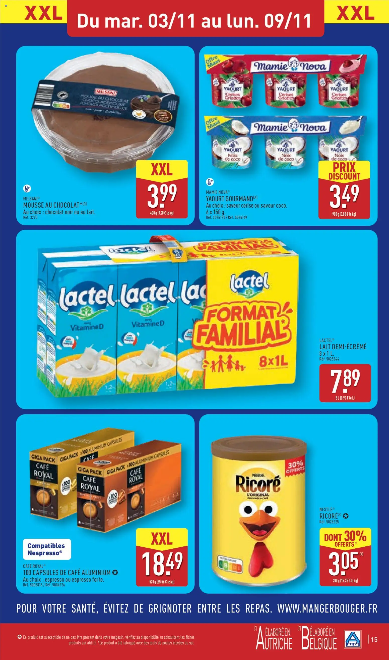 Prévisualisation de Aldi catalogue du magasin Aldi formulaire valide 03/11/2026 - Café, Coco, Œufs, Yaourt, Cerises, Cerise, Mousse, Ricoré