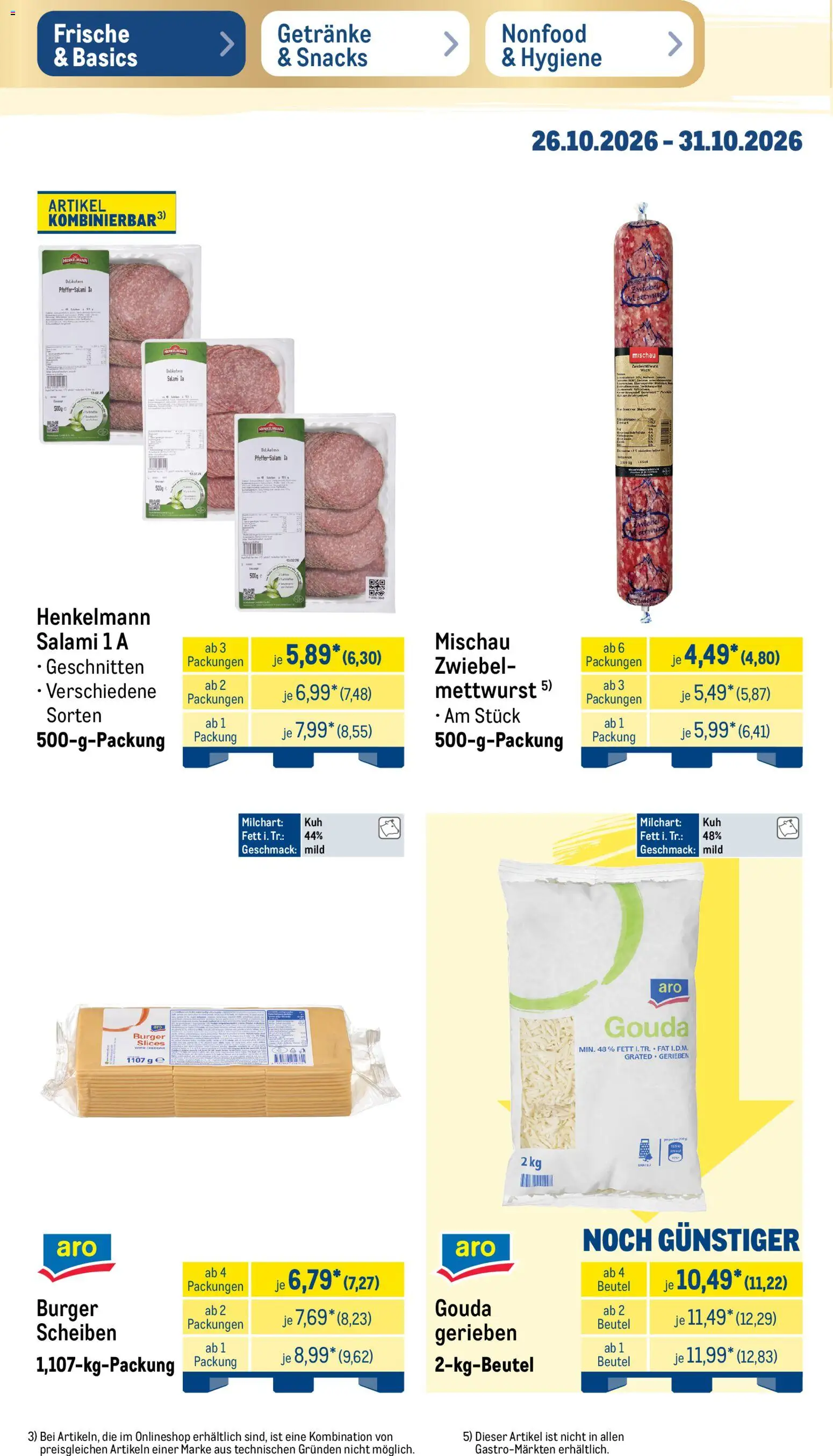 Vorschau von dem Prospekt des Geschäftes Metro, gültig ab dem 26.10.2026 - Burger, Salami, Gouda