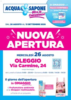 Anteprima dell'opuscolo Acqua e Sapone volantino Oleggio dal negozio Acqua e Sapone valido da 26/08/2026