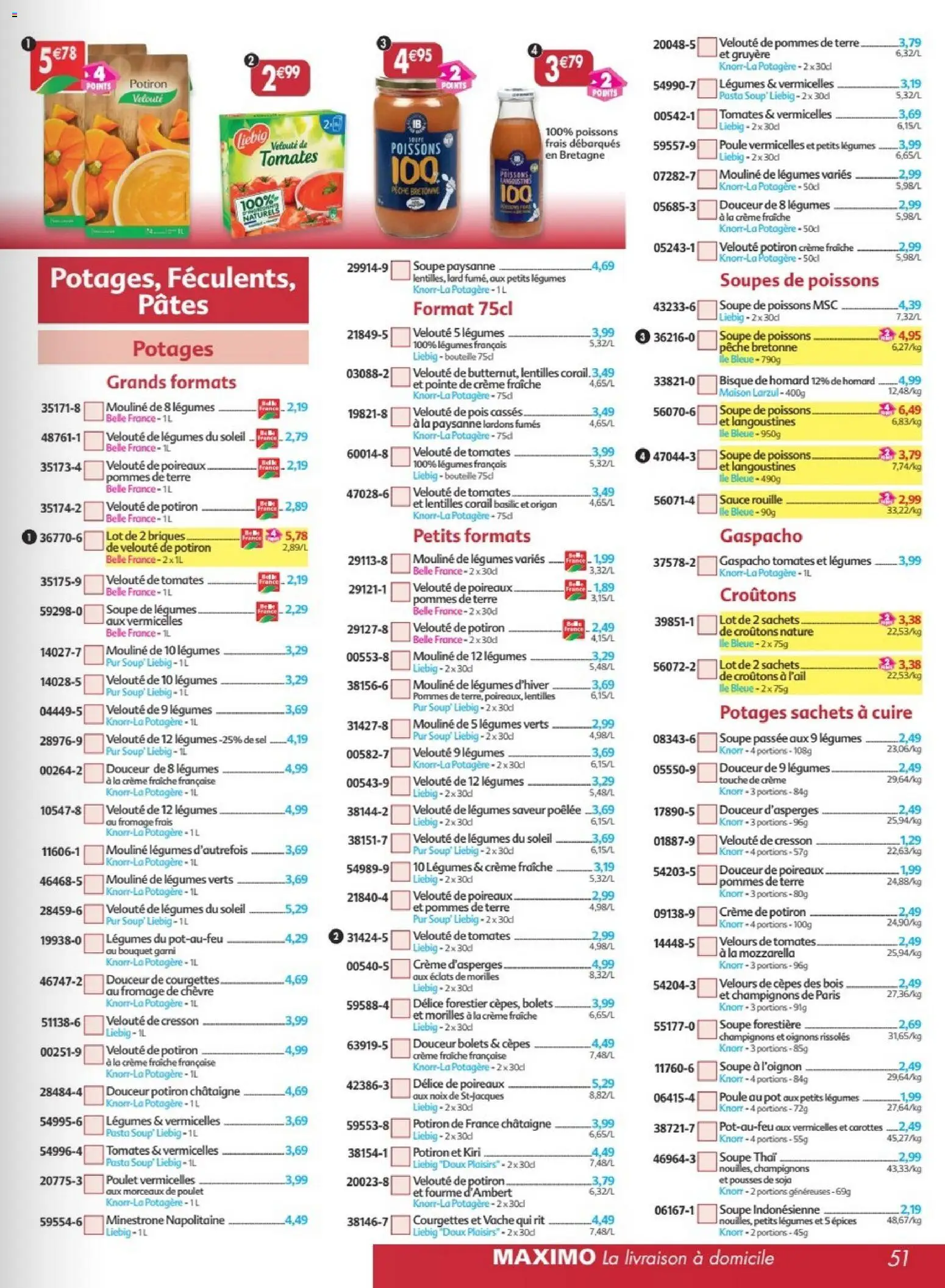 Prévisualisation de Maximo catalogue epicerie du magasin Maximo formulaire valide 24/08/2026 - Fromage, Châtaigne, Tomates, Noix, Homard, Briques, Fromage frais, Vermicelles