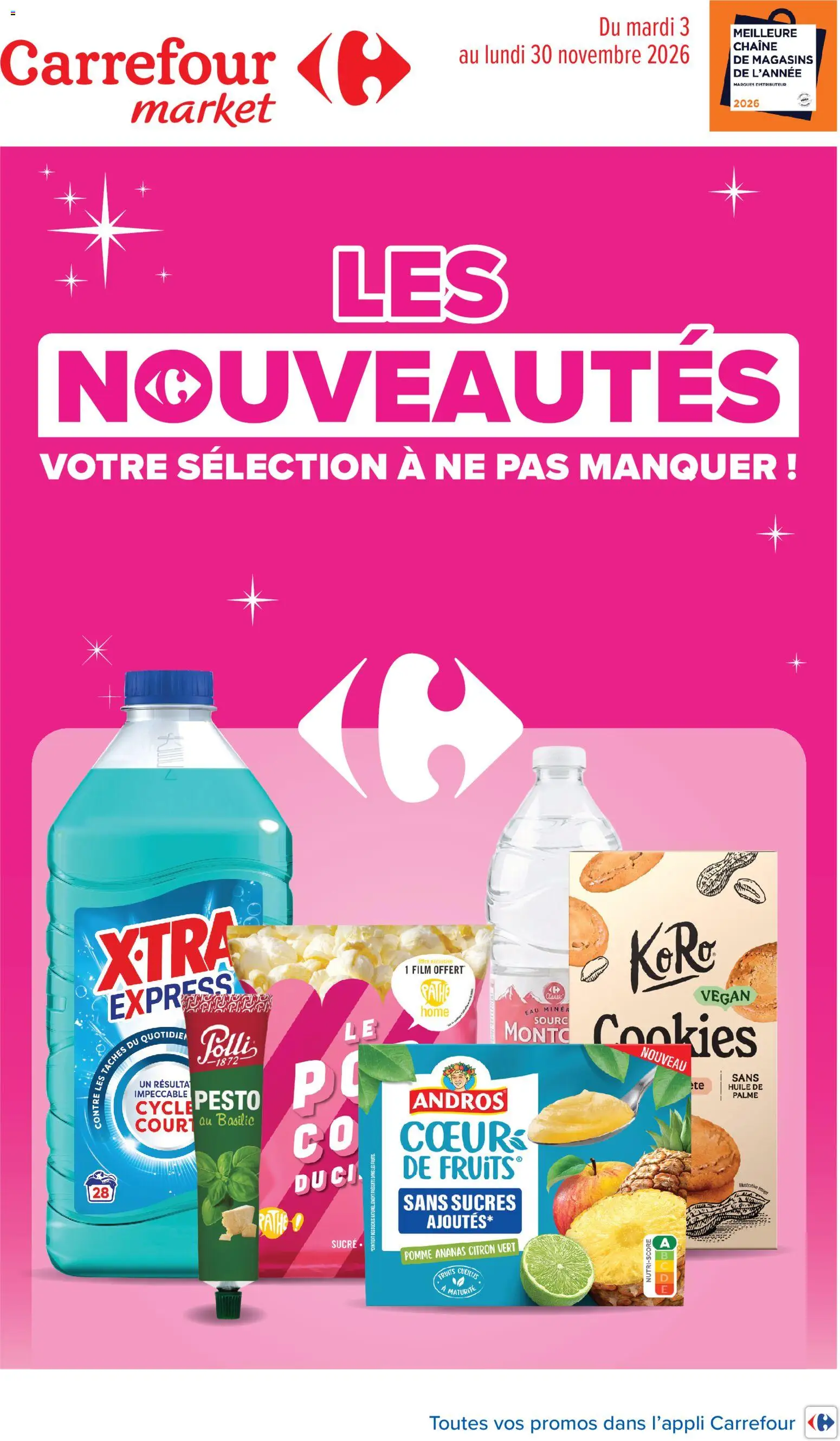 Prévisualisation de Carrefour Market Innos novembre du magasin Carrefour Market formulaire valide 03/11/2026 - Cookies, Fruits, Pomme, Ananas, Citron, Sucre, Huile, Citron vert