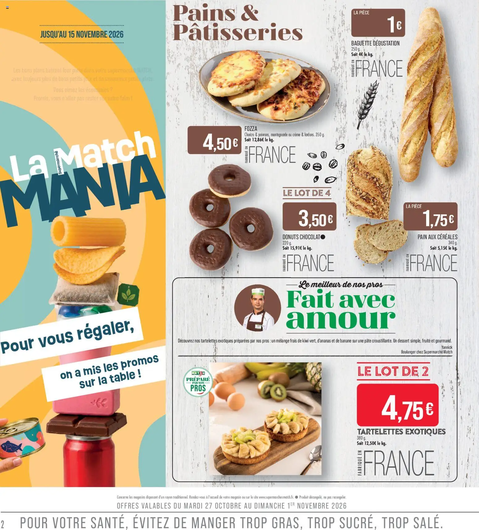 Prévisualisation de Match Supermarché - La match mania du magasin Match Supermarché formulaire valide 27/10/2026 - Dessert, Kiwi, Baguette, Table, Pâte, Crème, Chorizo, Céréales