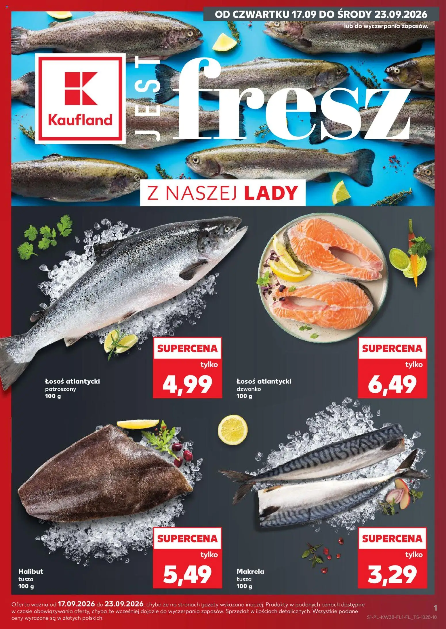 Náhled nabídky: Kaufland Polsko Kaufland Polsko leták - Jest fresz platný od 17.09.2026 - Losos, Halibut, Makrela