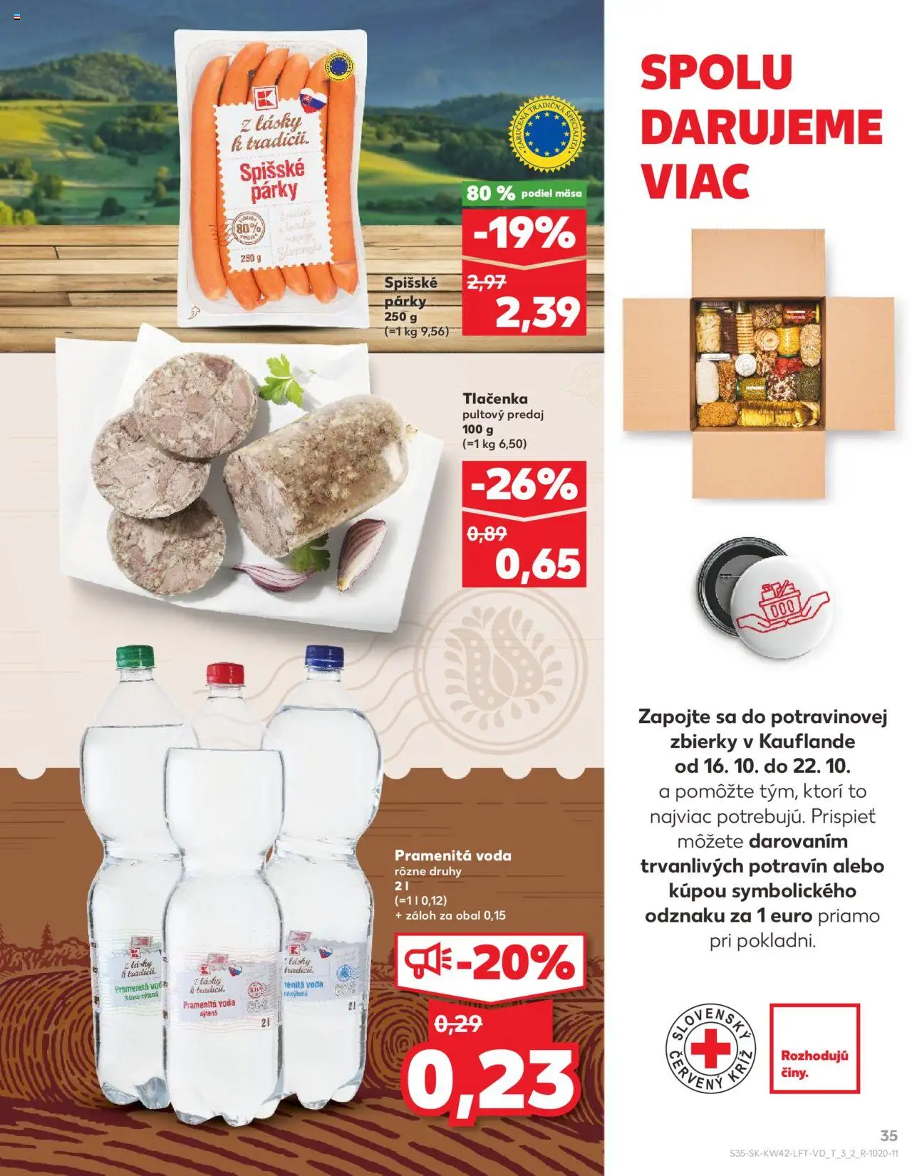 Náhľad Kaufland letáku platného od 16.10.2025 - Voda, Párky, Tlačenka