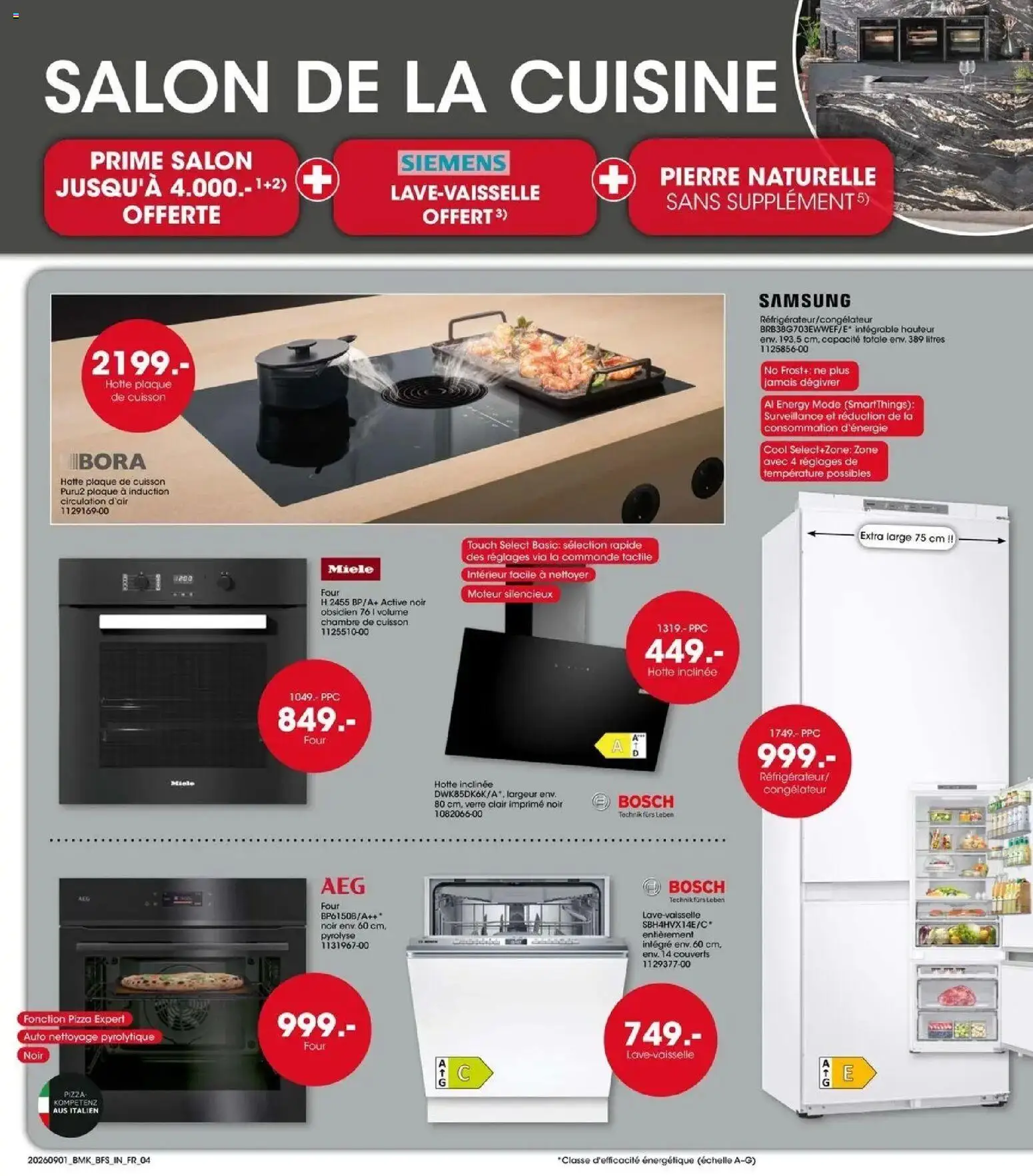 Prévisualisation de Möbel Martin: Offres hebdomadaires du magasin Möbel Martin formulaire valide 01/09/2026 - Pizza, Congélateur, Four, Plaque de cuisson, Plaque a induction, Couverts