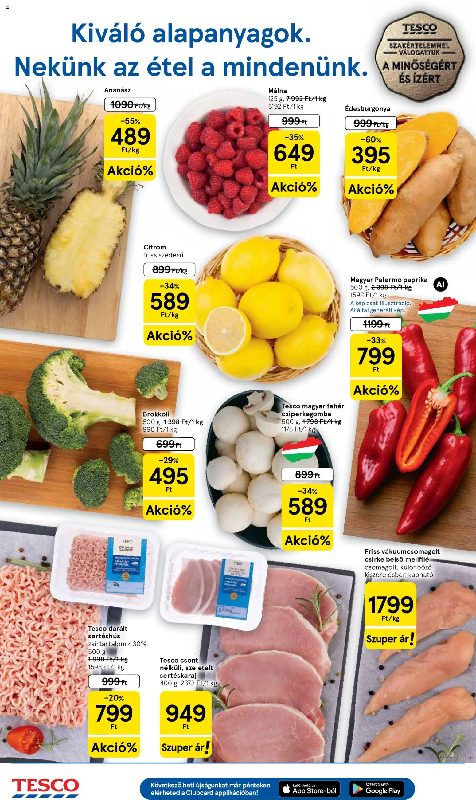 Tesco - Tesco Szupermarket akciós újság megtekintése, amely érvényes 2026.10.21.-től - Édesburgonya, Málna, Csirke, Ananász, Citrom, Sertéskaraj, Sertéshús, Darált sertéshús