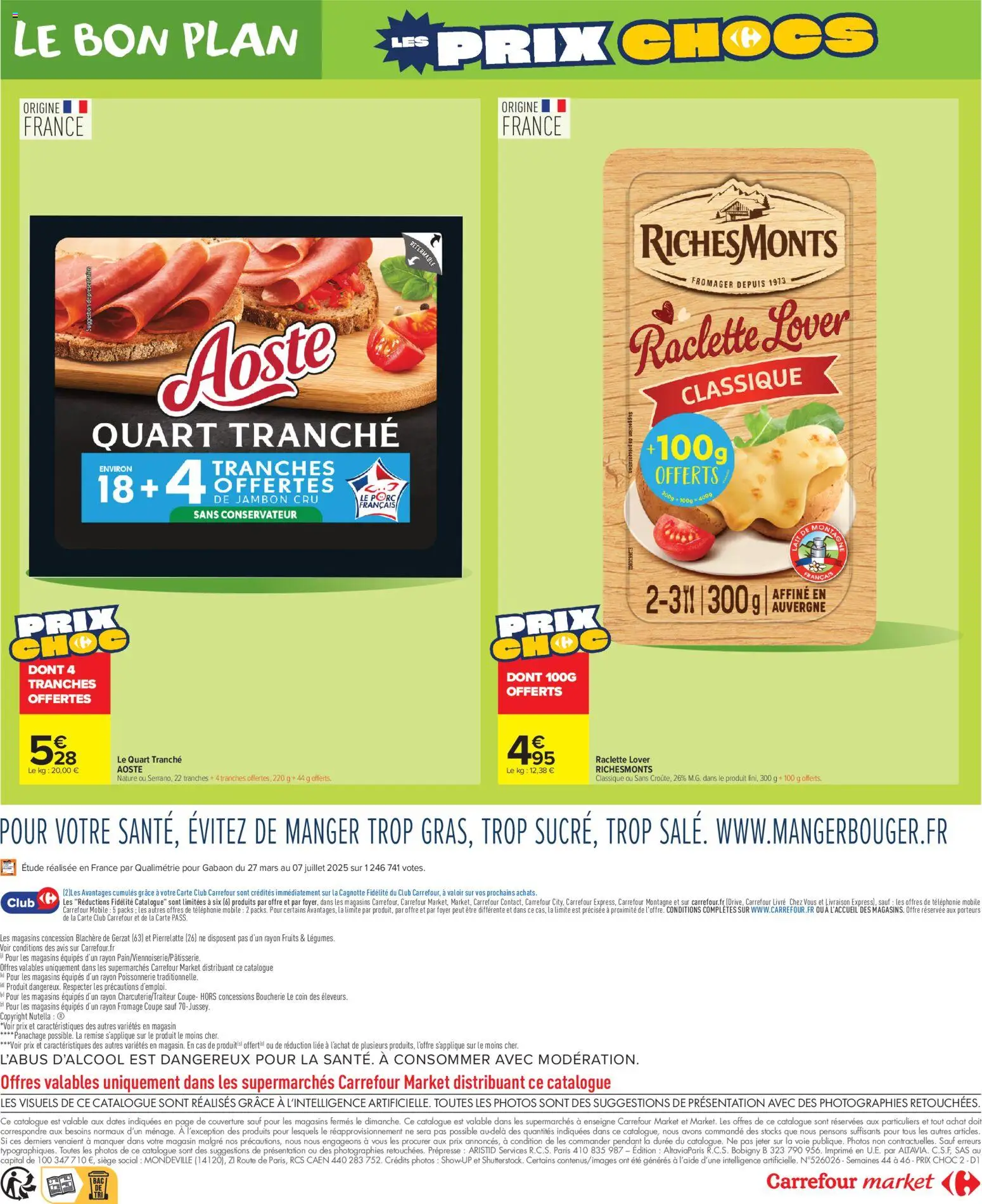 Prévisualisation de Carrefour Market Les prix chocs du magasin Carrefour Market formulaire valide 27/10/2026 - Raclette, Fromage, Poissonnerie, Fruits, Jambon, Couverture, Porc, Jambon Cru