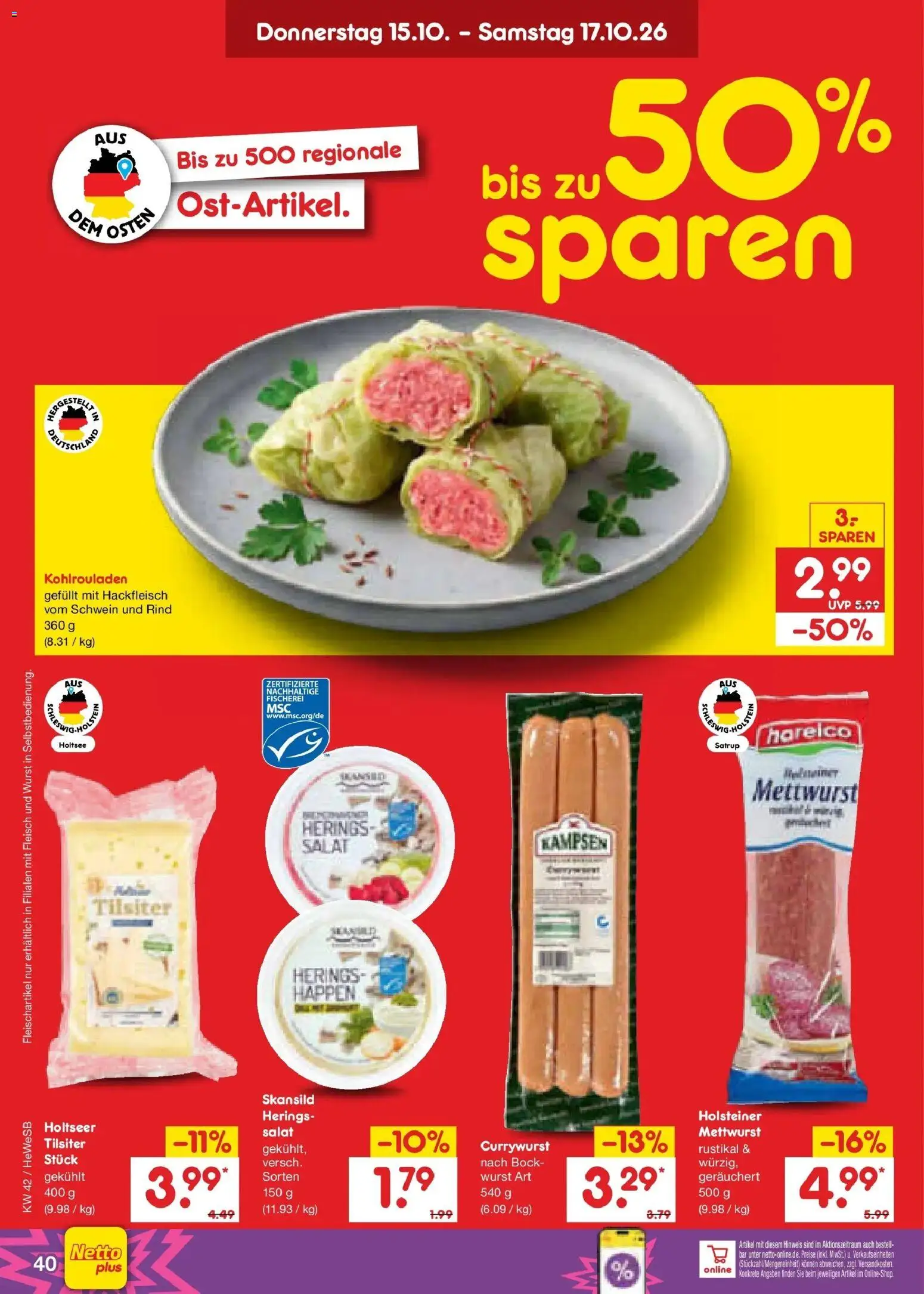 Vorschau von dem Prospekt des Geschäftes Netto Marken-Discount, gültig ab dem 12.10.2026 - Wurst, Salat, Fleisch, Hackfleisch