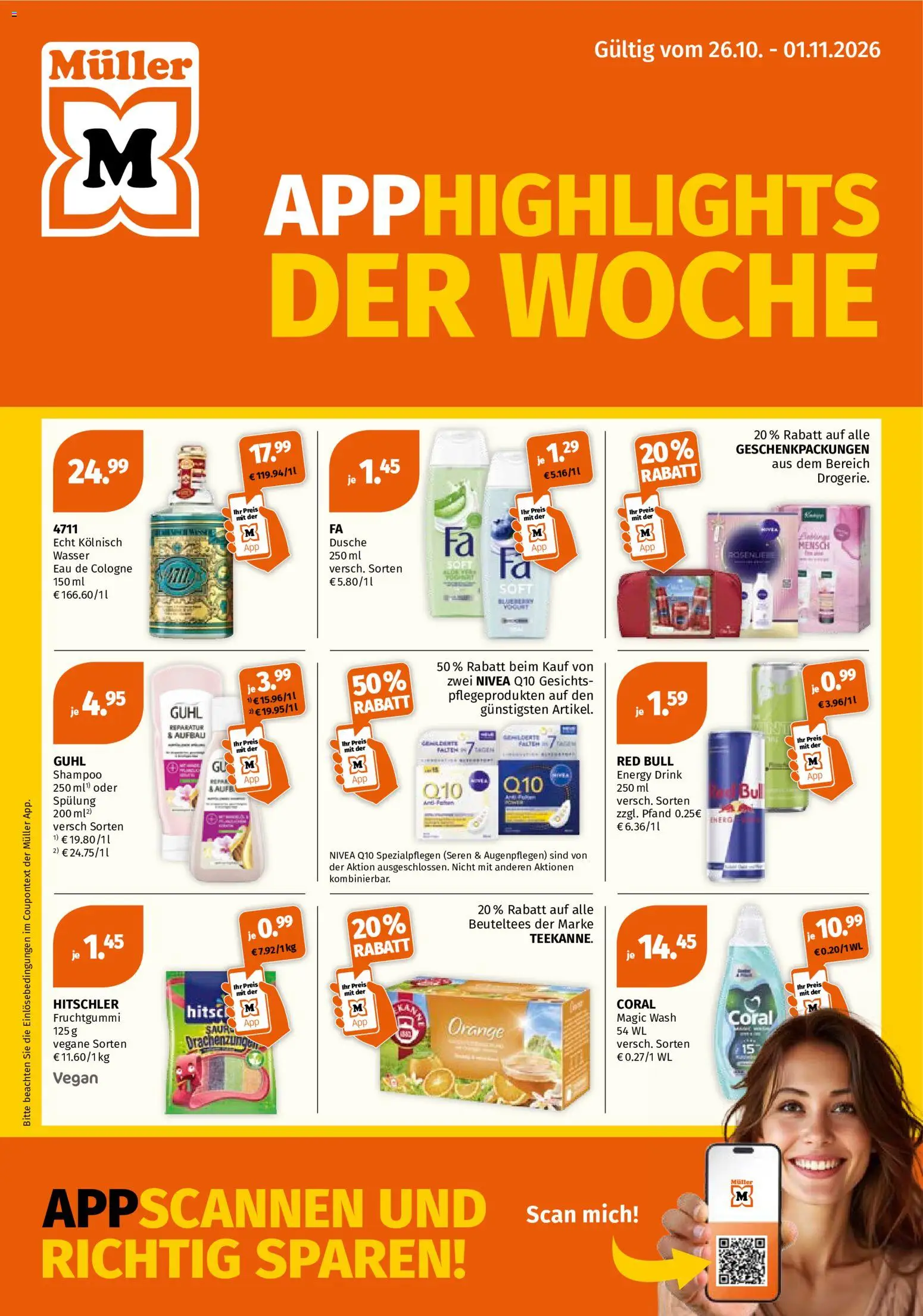 Vorschau der Angebote: Müller Müller Flugblatt gültig ab 26.10.2026 - Wasser, Dusche, Shampoo, Spülung