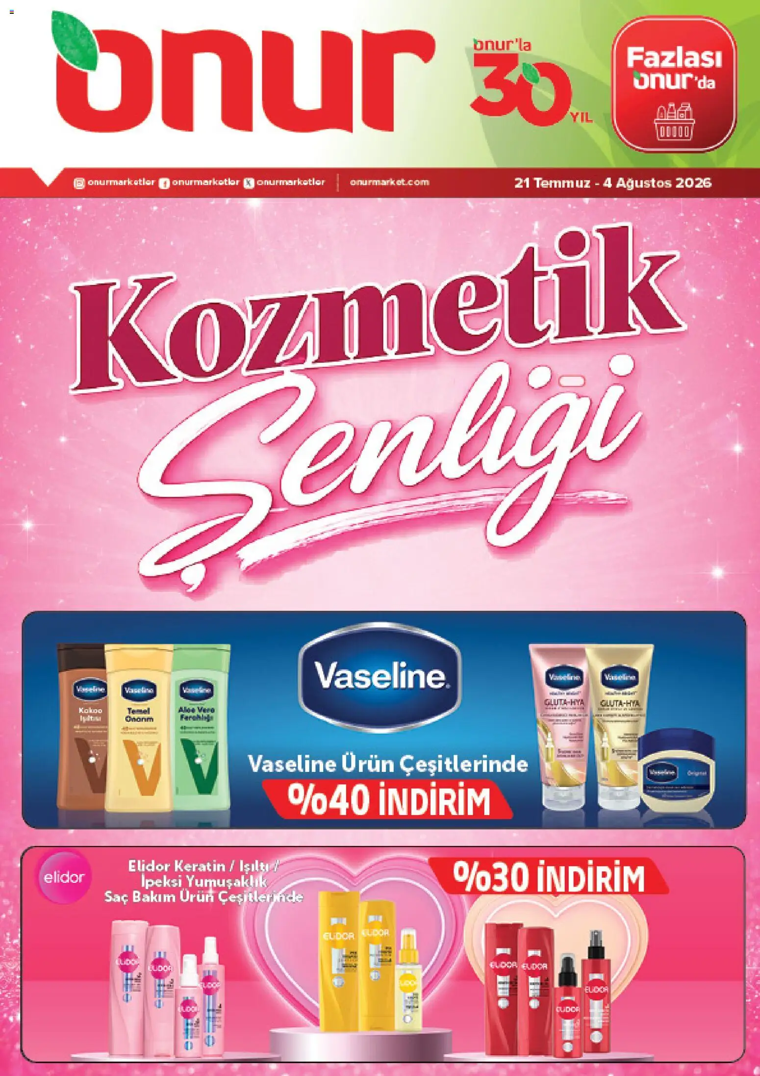Onur Market Onur Market - Kozmetik Şenliği 21.07.2026 - Broşürünün önizlemesi