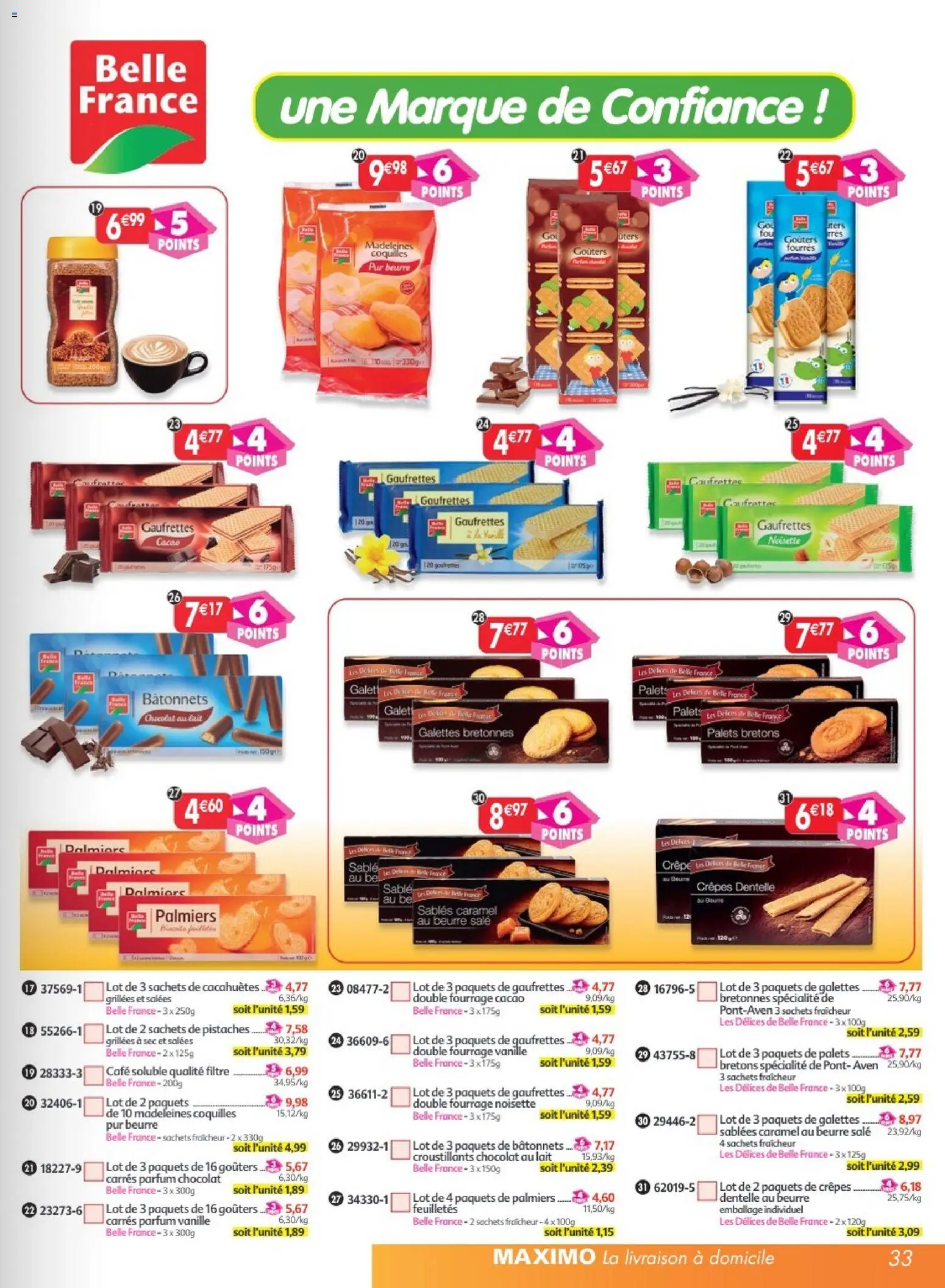 Prévisualisation de Maximo catalogue epicerie du magasin Maximo formulaire valide 24/08/2026 - Café, Beurre, Vanille, Noisette, Filtre, Galettes bretonnes, Pistaches, Cafe soluble qualite filtre