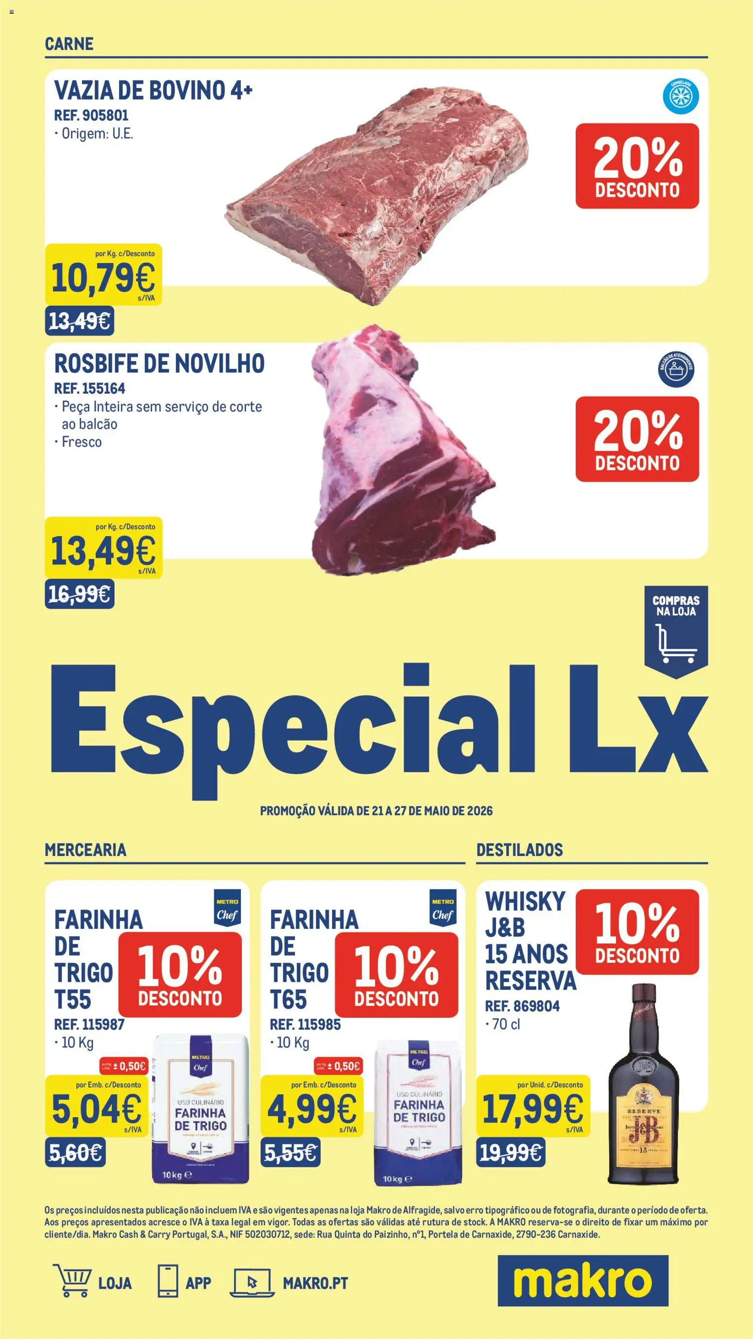 Pré-visualização do folheto da loja Makro válida a partir de 21/05/2026 - Mercearia, Whisky, Farinha, Carne