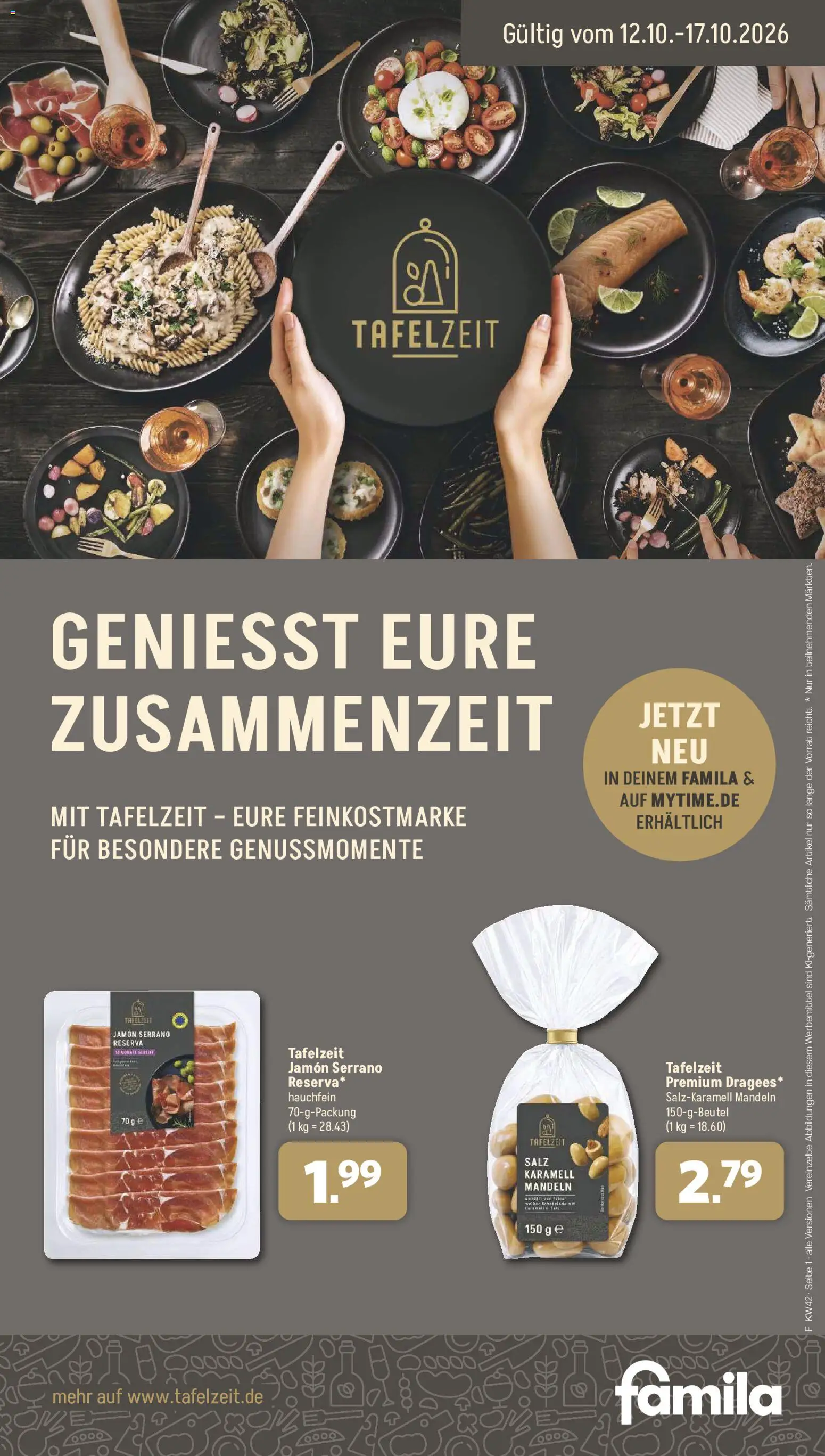 Vorschau von dem Prospekt des Geschäftes Famila Nordwest, gültig ab dem 12.10.2026 - Mandeln, Salz
