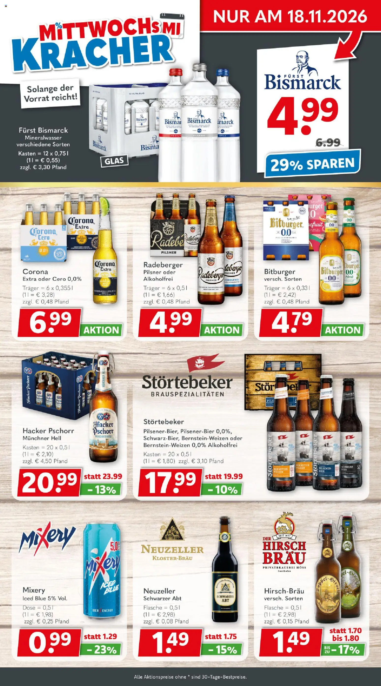 Vorschau von dem Prospekt des Geschäftes Getränkeland, gültig ab dem 09.11.2026 - Burger, Bier, Mineralwasser, Energy, Bitburger, Mixery, Pils, Radeberger pilsner