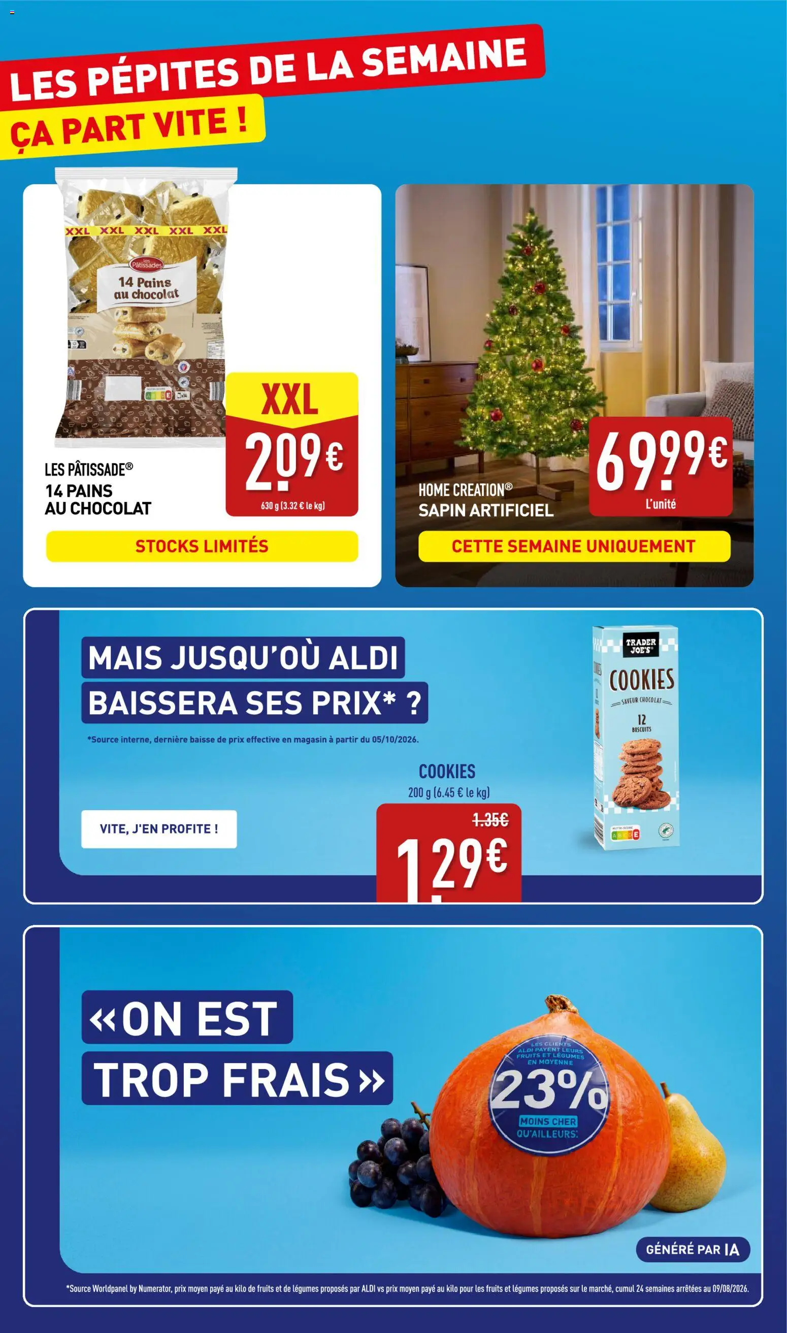 Prévisualisation de Aldi catalogue du magasin Aldi formulaire valide 03/11/2026 - Cookies, Chocolat, Fruits, Mais, Biscuits, Sapin artificiel, Home Creation, Les fruits et légumes