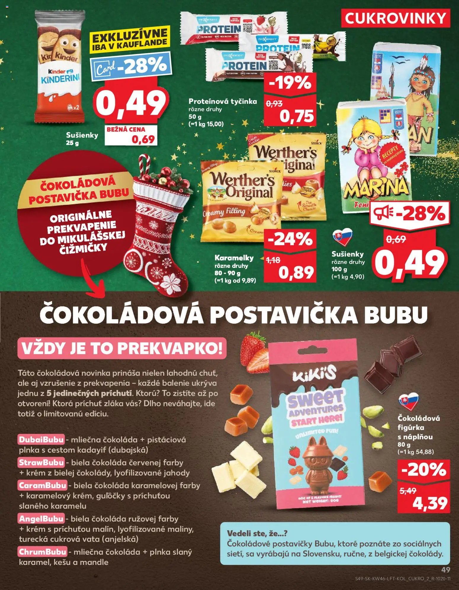 Náhľad Kaufland letáku platného od 13.11.2025 - Protein, Čokoláda, Kinder, Jahody, Mandle, Sušienky, Krém, Proteínová tyčinka
