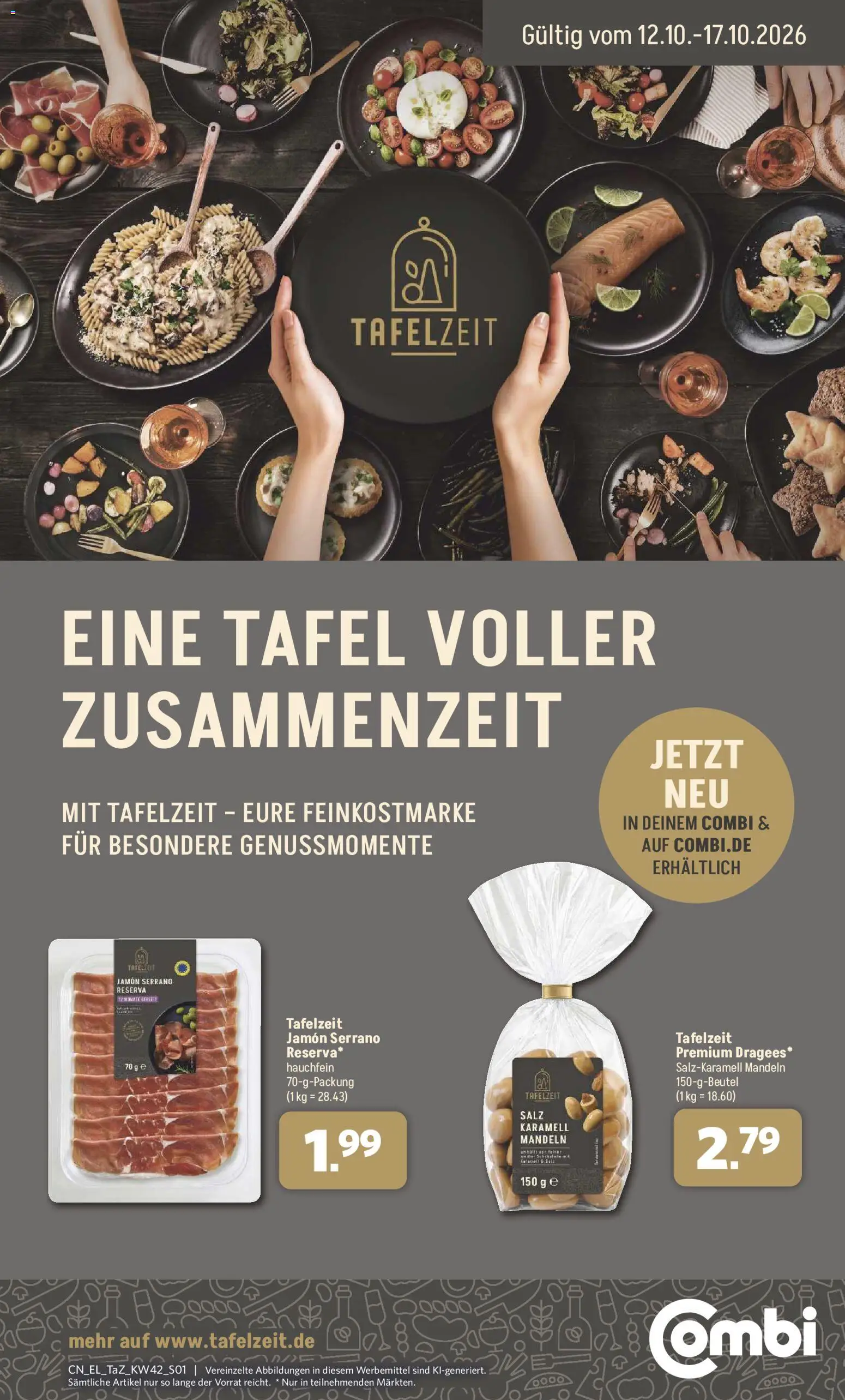 Vorschau von dem Prospekt des Geschäftes Combi, gültig ab dem 12.10.2026 - Mandeln, Salz