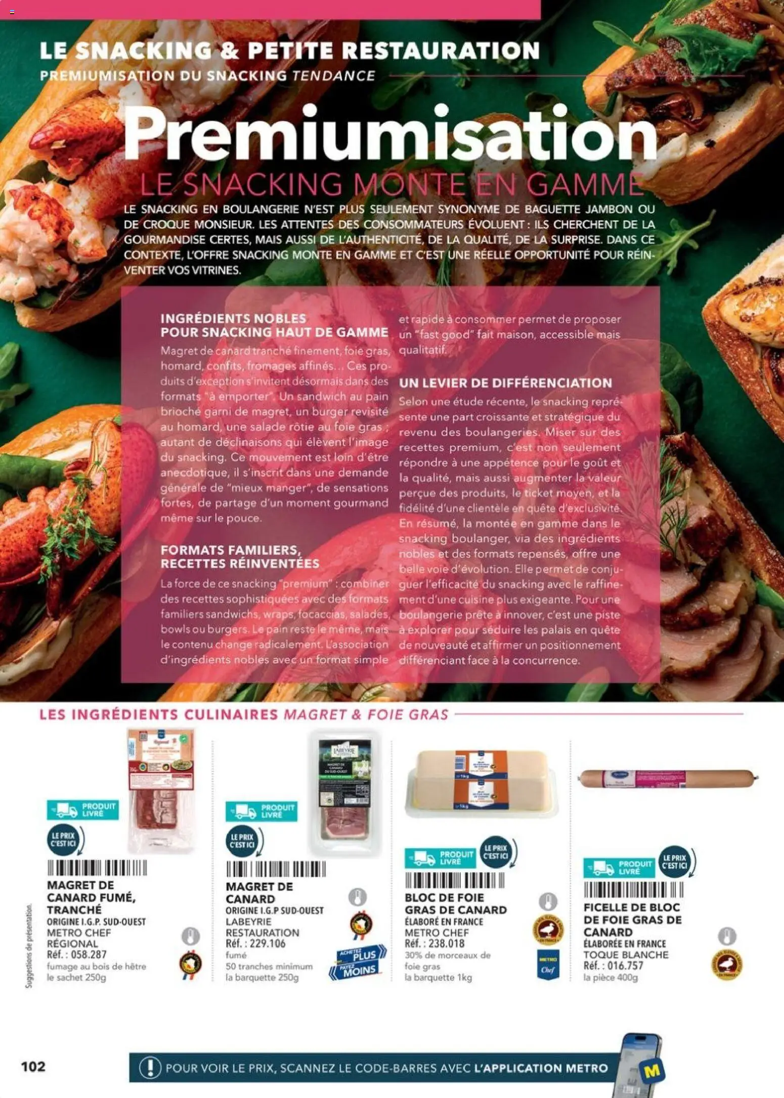 Prévisualisation de Boulangers Pâtissiers du magasin METRO formulaire valide 30/04/2026 - Burger, Sandwich, Salade, Canard, Pain, Baguette, Foie, Ingrédients