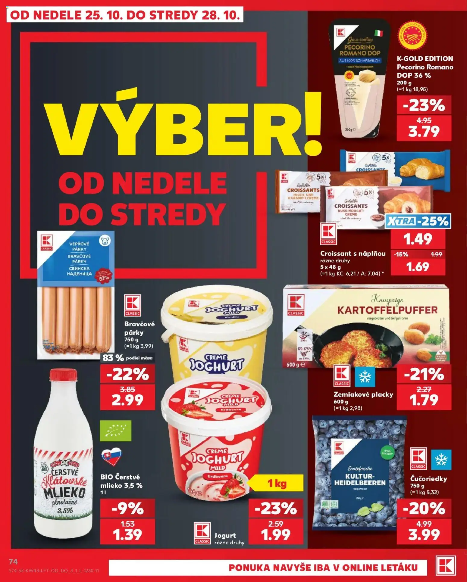 Náhľad Kaufland letáku platného od 22.10.2026 - Croissant, Čučoriedky, Mlieko, Jogurt, Párky