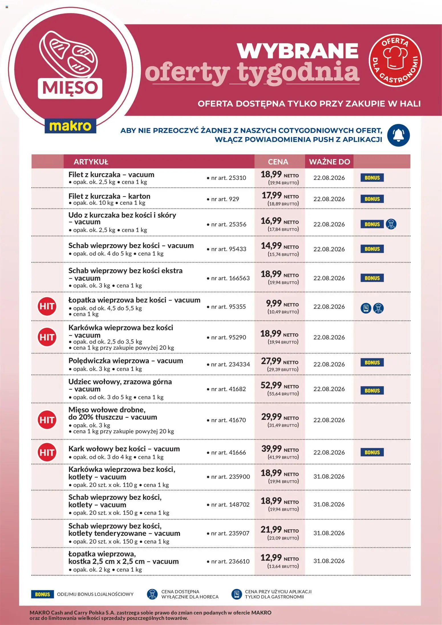 Pogląd gazetki "Makro gazetka - Wybrane oferty tygodnia" ze sklepu Makro ważnej od 17.08.2026 - Mięso, Schab, Karkówka, Filet z kurczaka, Kotlety, Polędwiczka wieprzowa, Filet, Schab wieprzowy bez kości