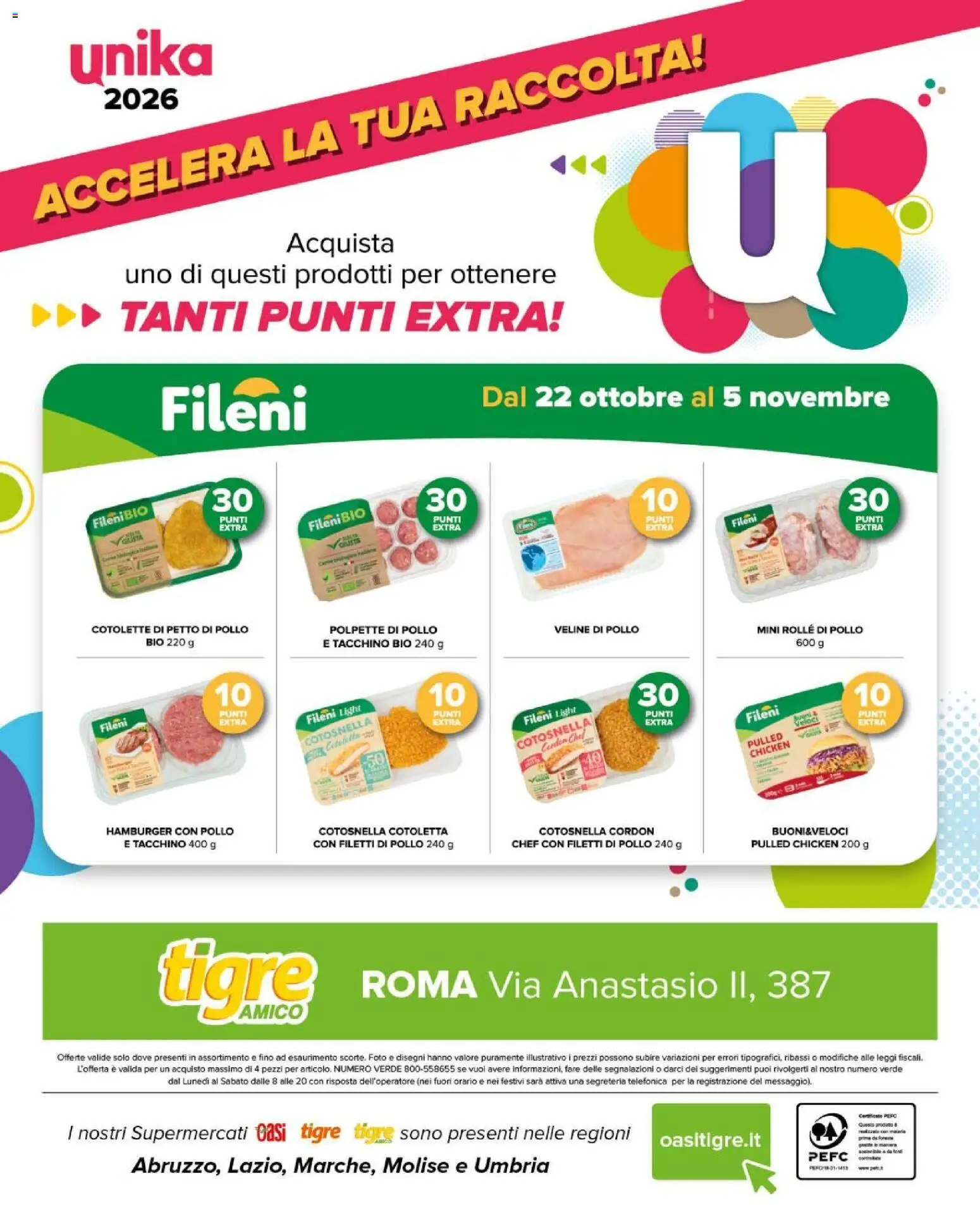 Anteprima dell'opuscolo Tigre volantino Amico Roma dal negozio Tigre valido da 26/10/2026 - Hamburger, Pollo, Polpette, Tacchino, Petto di Pollo, Veline, Cotolette di petto di pollo