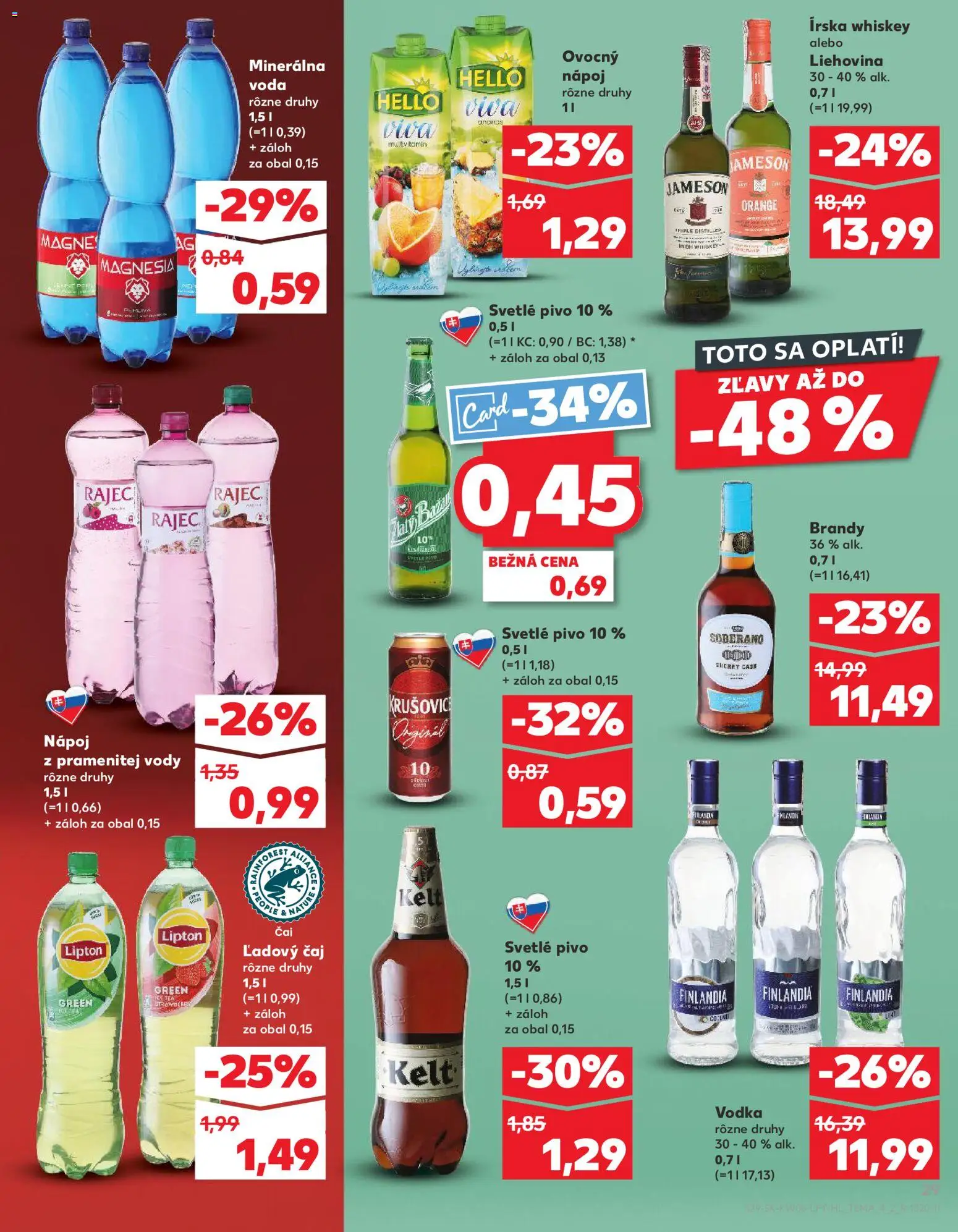 Náhľad Kaufland letáku platného od 05.02.2026 - Vodka, Čaj, Brandy, Multivitamín, Krušovice, Finlandia, Zlatý Bažant, Minerálna voda