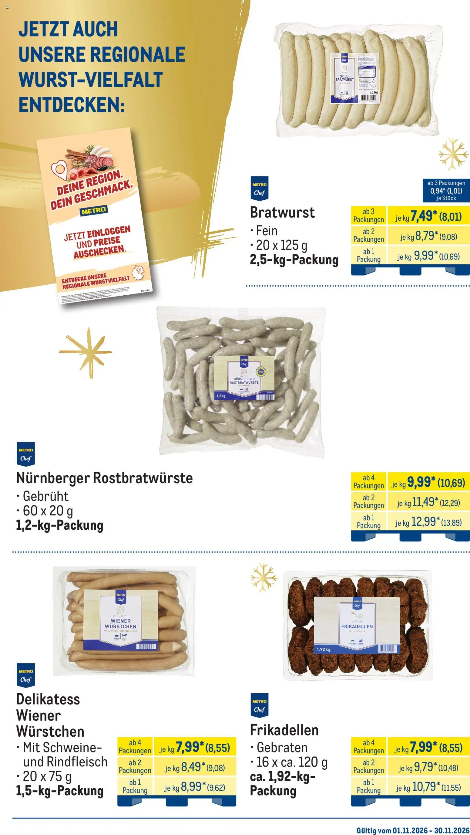 Vorschau von dem Prospekt des Geschäftes Metro, gültig ab dem 01.11.2026 - Grill, Bratwurst, Rindfleisch, Wiener wurstchen