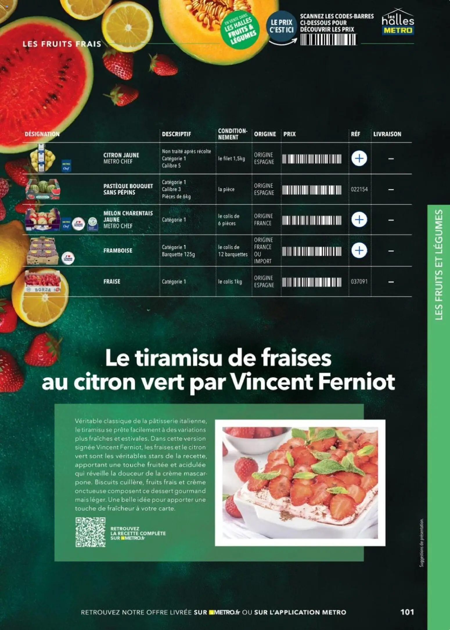 Prévisualisation de METRO - Guide Italie du magasin METRO formulaire valide 28/05/2026 - Tiramisu, Fruits, Mais, Fraises, Melon, Crème, Biscuits, Citron vert