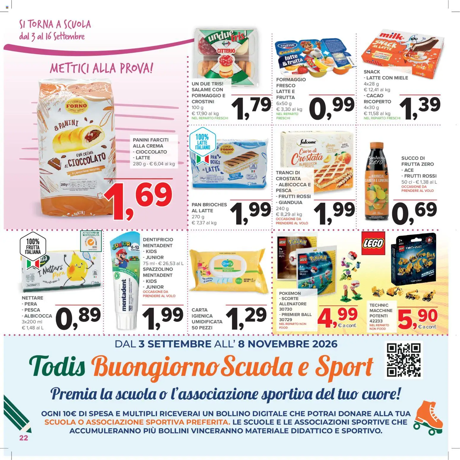Anteprima dell'opuscolo Todis volantino Toscana - Umbria dal negozio Todis valido da 03/09/2026 - Forno, Crema, Latte, Limone, Cioccolato, Formaggio, Carota, Succo