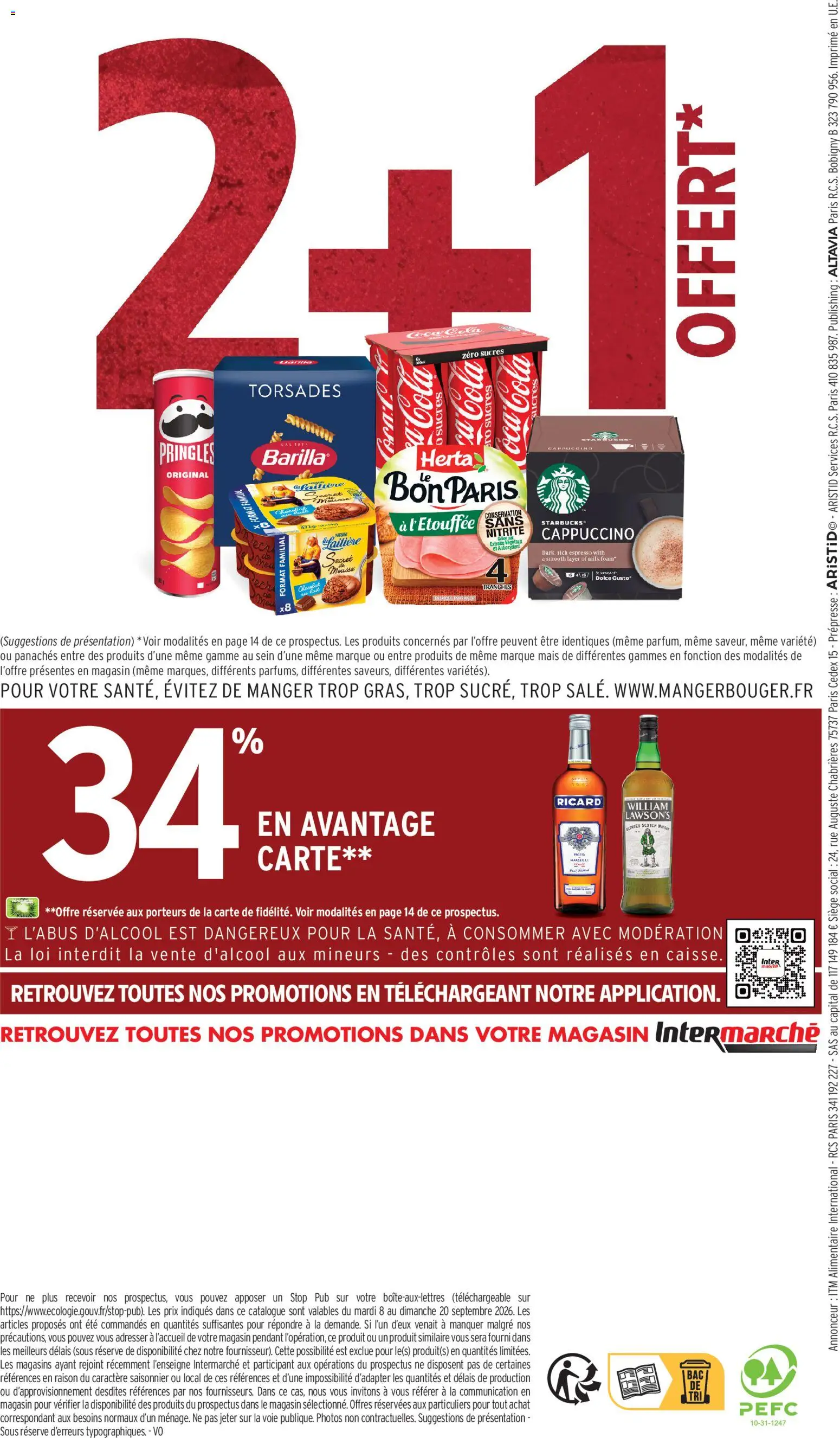 Prévisualisation de Intermarché - C'est notre anniversaire du magasin Intermarché formulaire valide 08/09/2026 - Starbucks, Dolce Gusto, Whisky, Ricard, Cappuccino, Mais, Lait, Nescafe dolce gusto