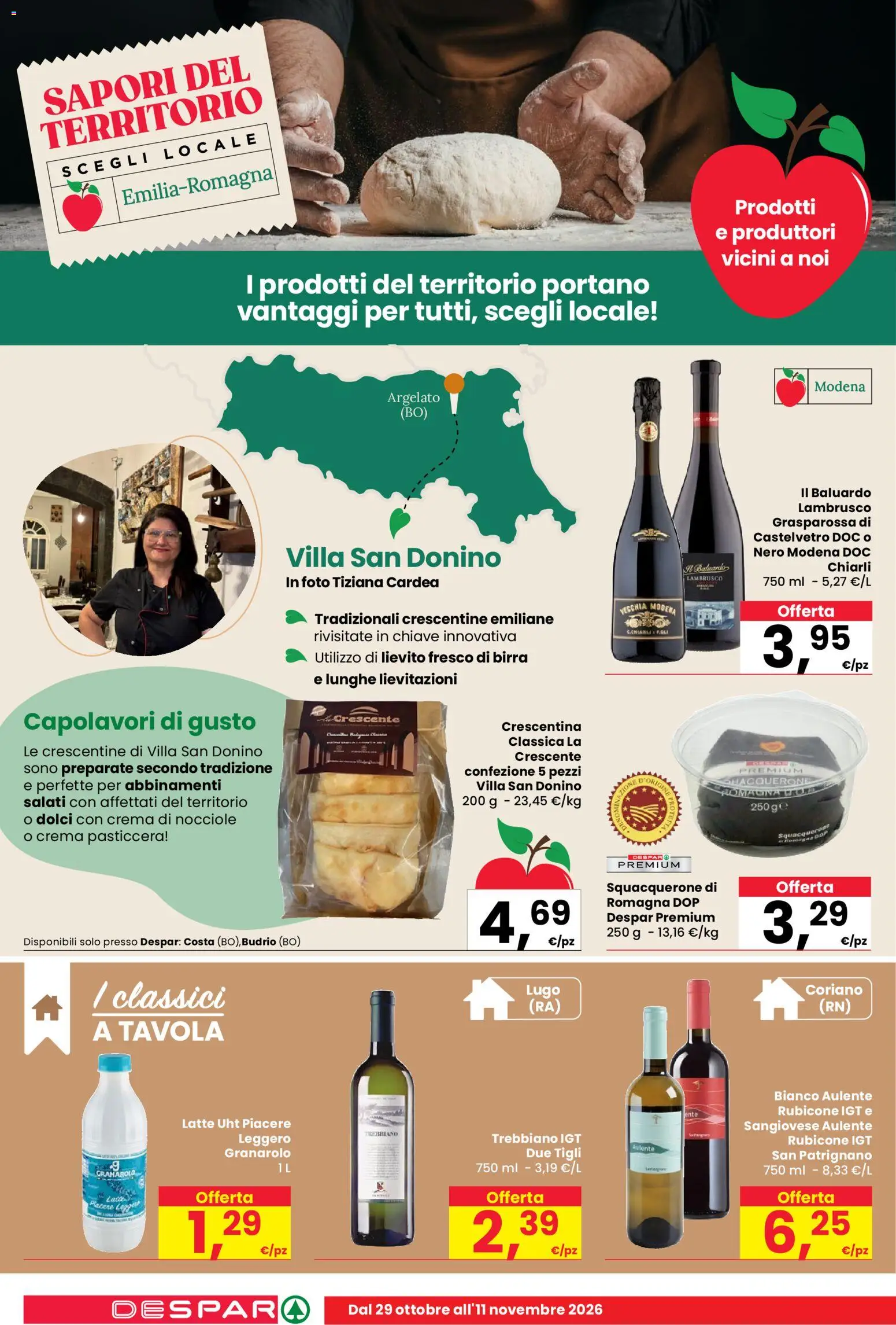 Anteprima dell'opuscolo Despar volantino Bologna dal negozio Despar valido da 29/10/2026 - Crema, Birra, Latte, Dolci, Nocciole, Lievito, Lambrusco