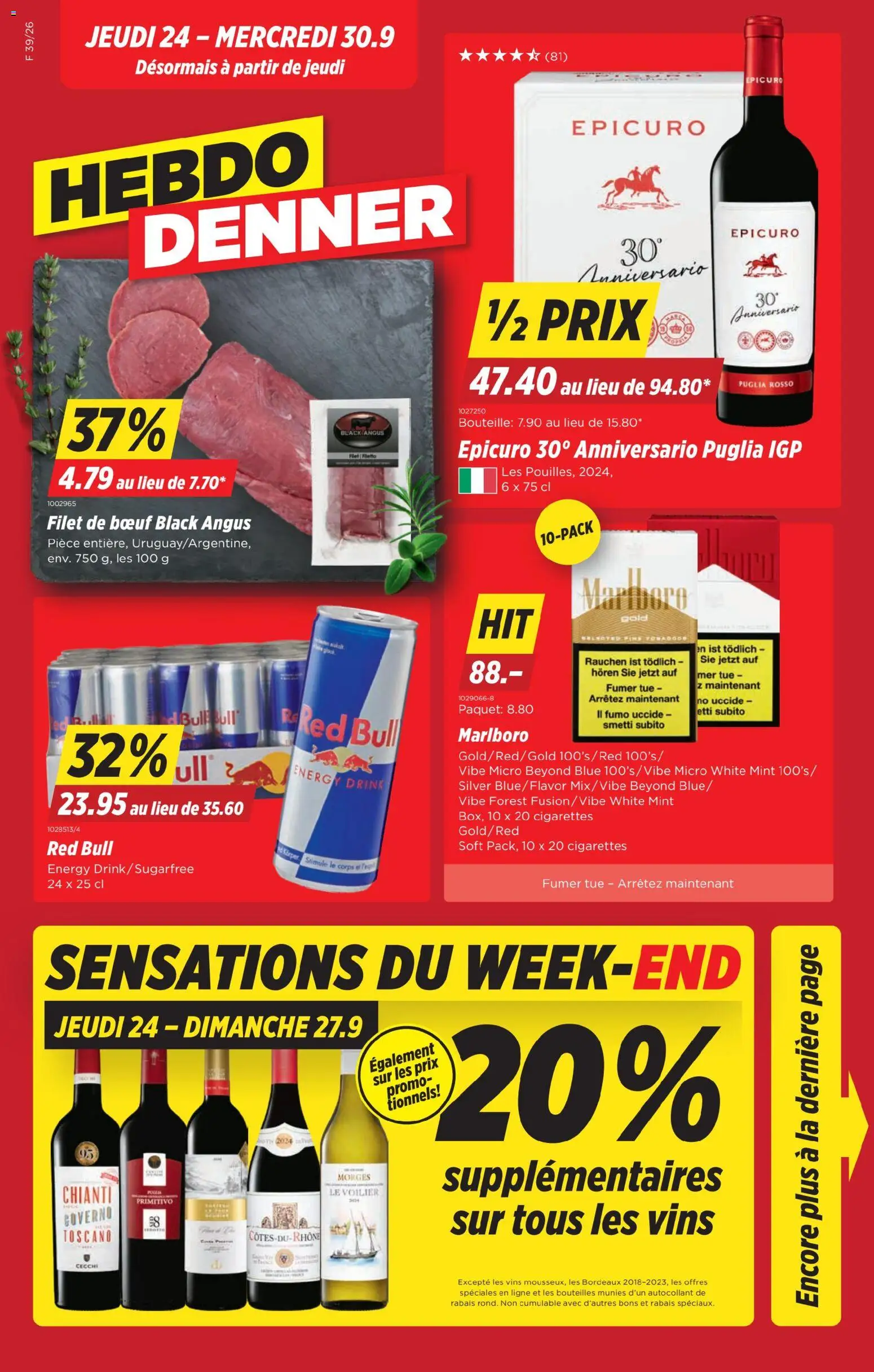 Vorschau des Merkblatts Denner aktionen FR vom Shop Denner gültig von 24.09.2026 bis 30.09.2026