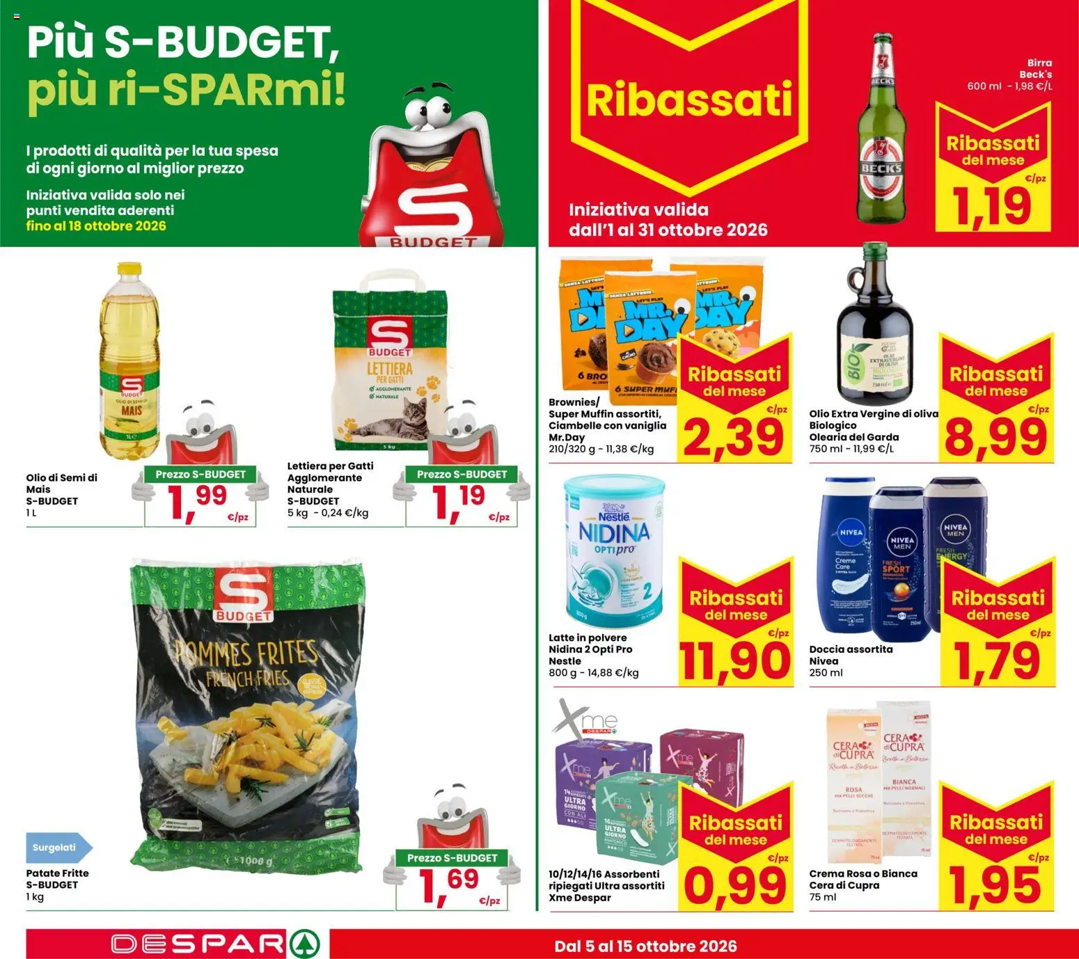 Anteprima dell'opuscolo Despar volantino Castel Bolognese dal negozio Despar valido da 06/10/2026 - Crema, Birra, Latte, Muffin, Patate, Vaniglia, Latte in polvere, Senza lattosio