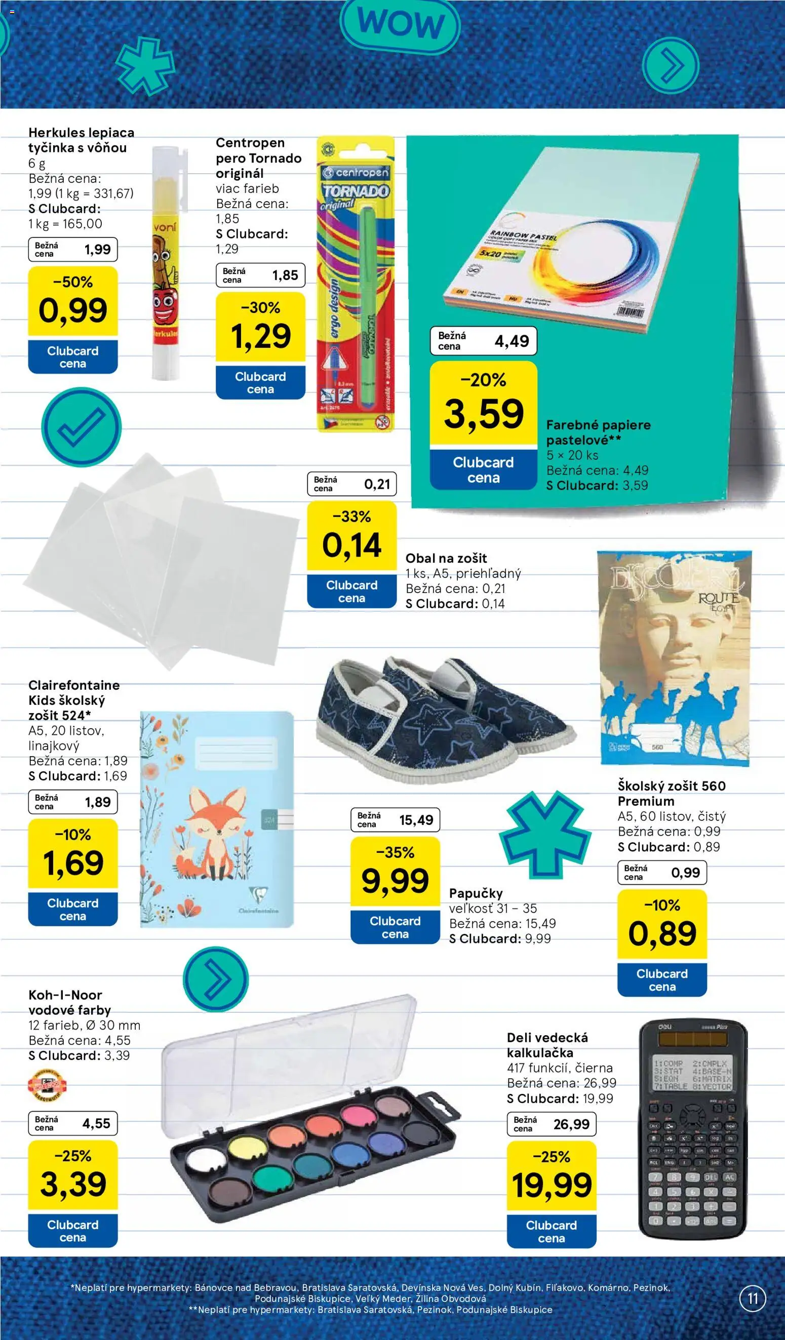 Náhľad Tesco letáku platného od 03.08.2026 - Kalkulačka, Notebook, Pero, Zošit