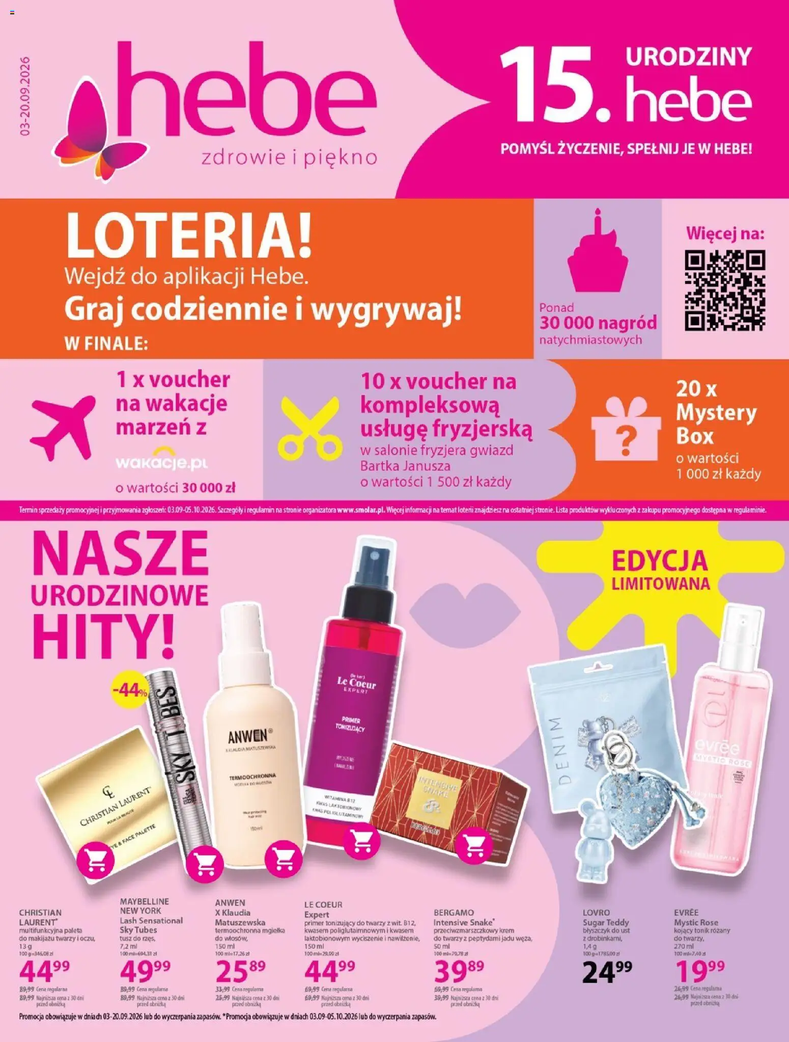 Pogląd gazetki "Hebe gazetka - Nasze urodzinowe hity" ze sklepu Hebe ważnej od 03.09.2026