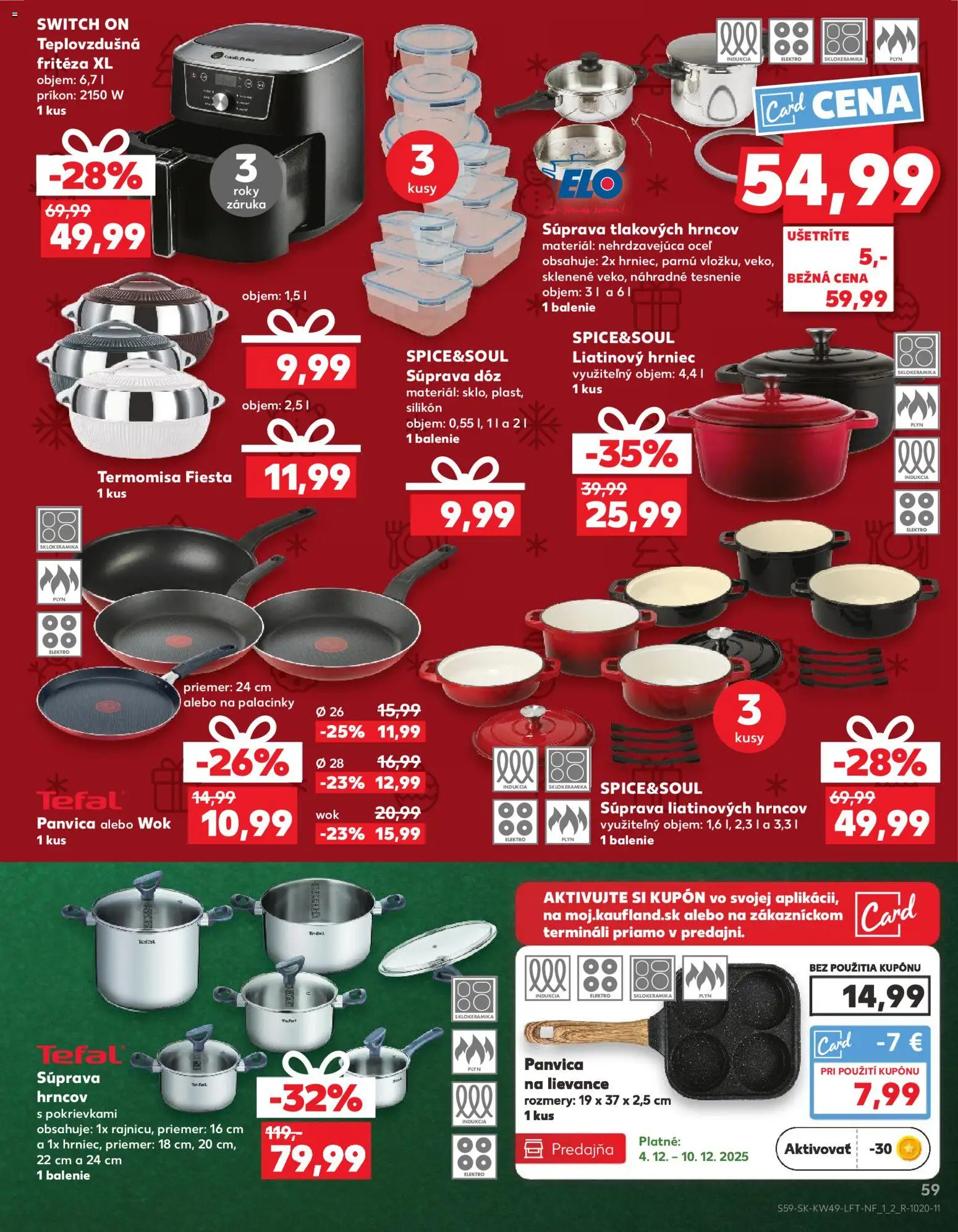 Náhľad Kaufland letáku platného od 04.12.2025 - Teplovzdušná frítéza, Tefal, Panvica, Indukcia, Fritéza