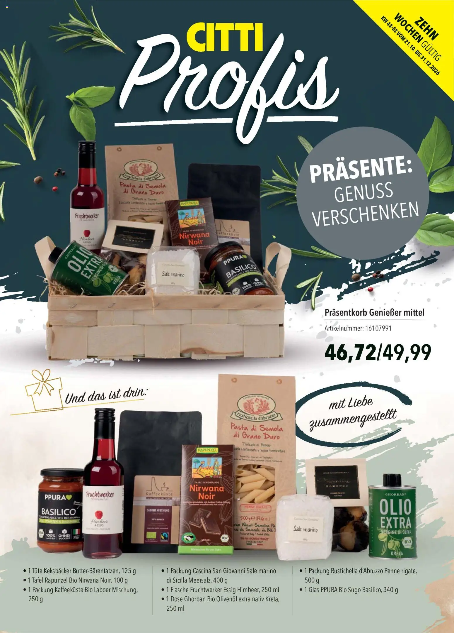 Vorschau von dem Prospekt des Geschäftes CITTI Markt, gültig ab dem 21.10.2026 - Pasta, Rum, Essig, Olivenol